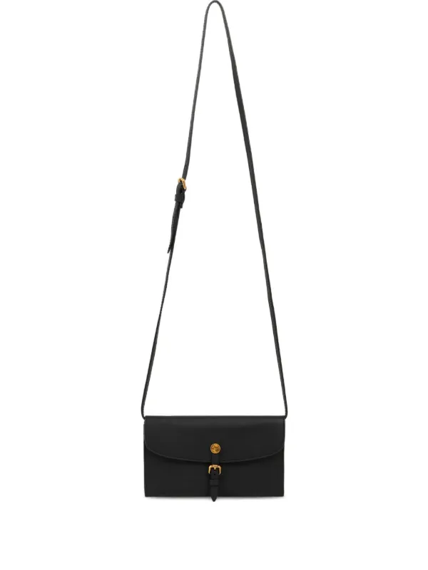Etro Leather Pony Wallet with Shoulder Strap in Black