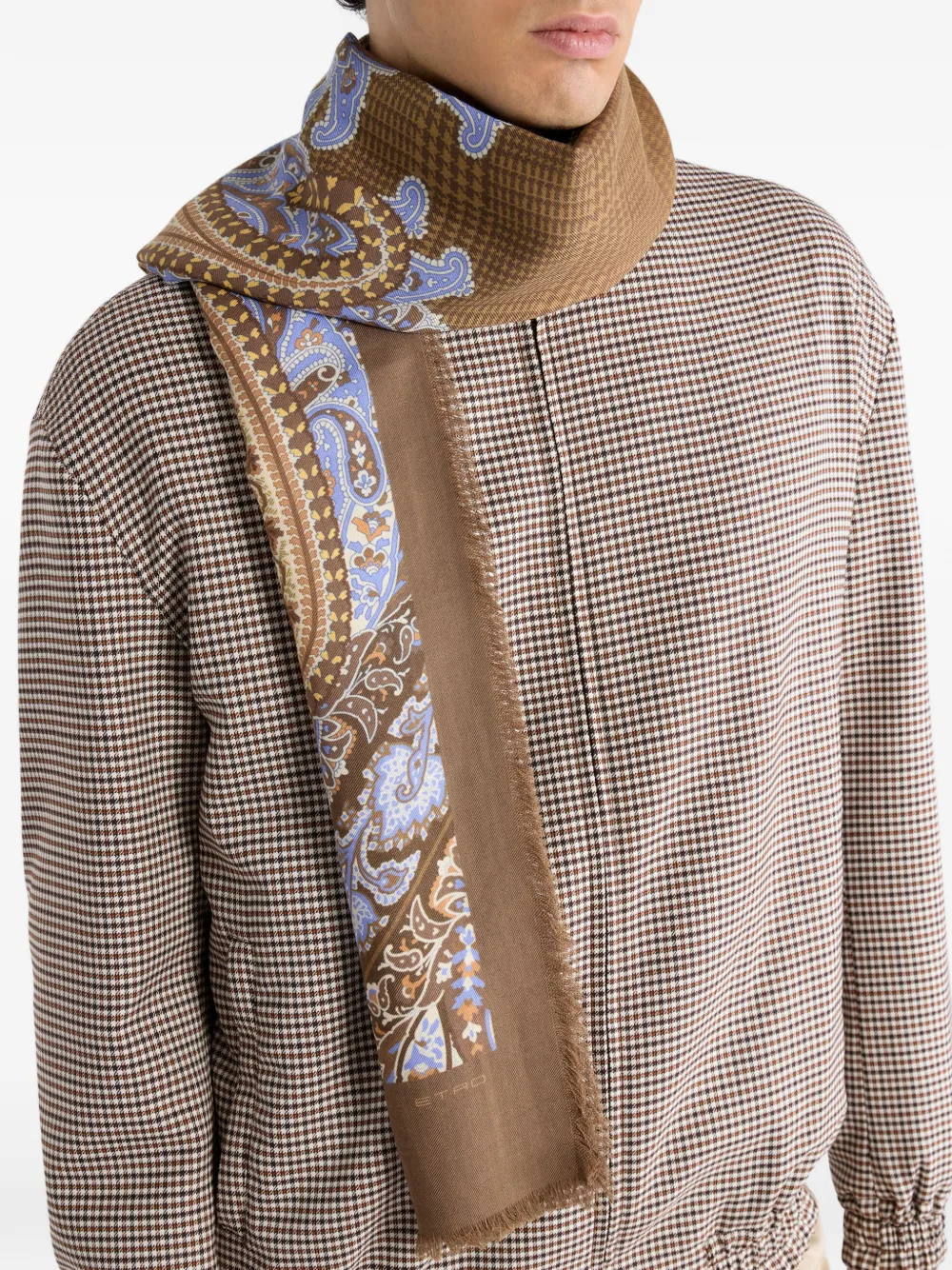 ETRO paisley check scarf Bruin