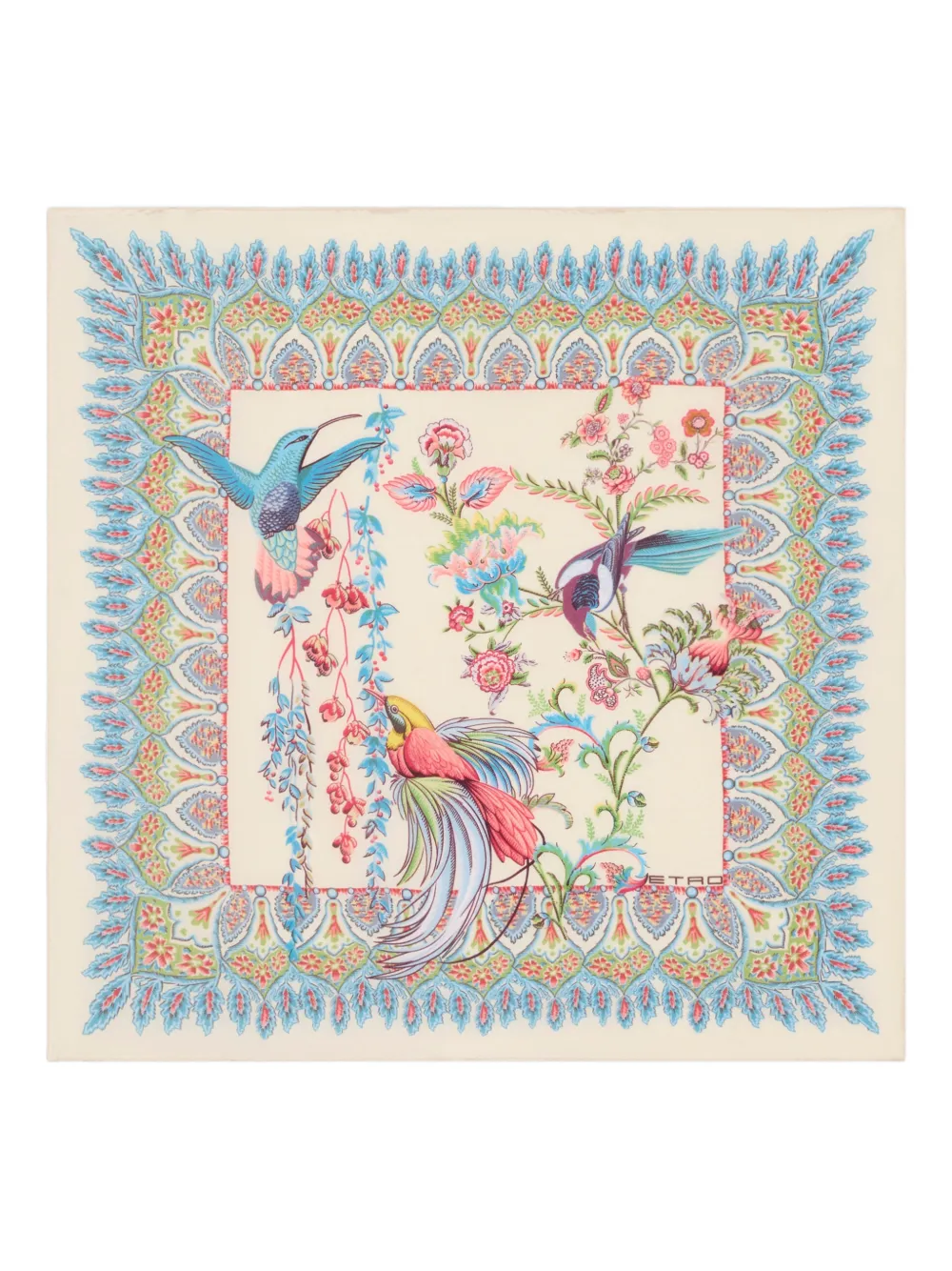 ETRO flora fauna silk pocket square - Toni neutri