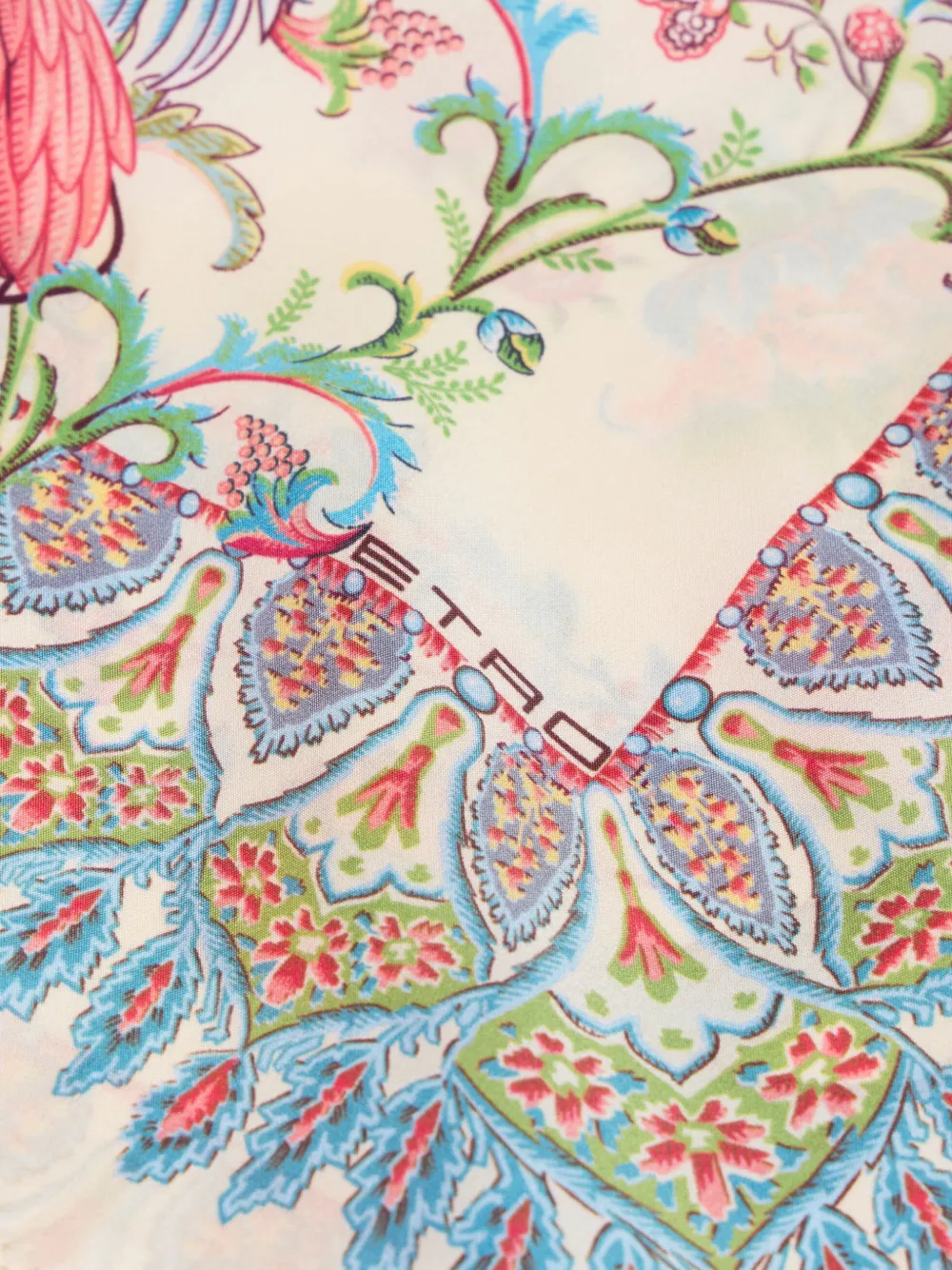 ETRO flora fauna silk pocket square - Beige