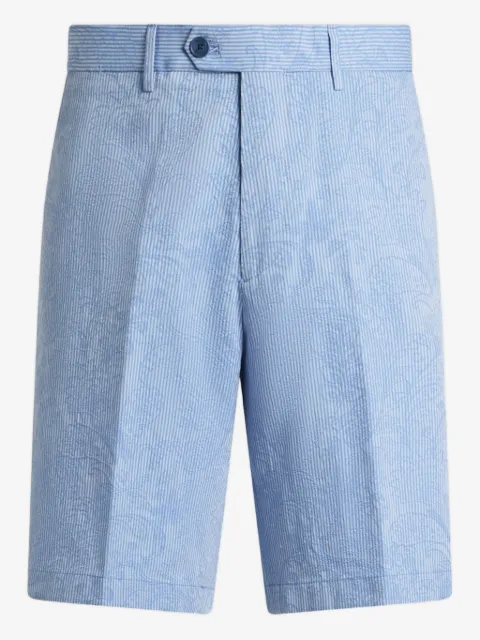 ETRO striped cotton jacquard shorts with floral Paisley motif
