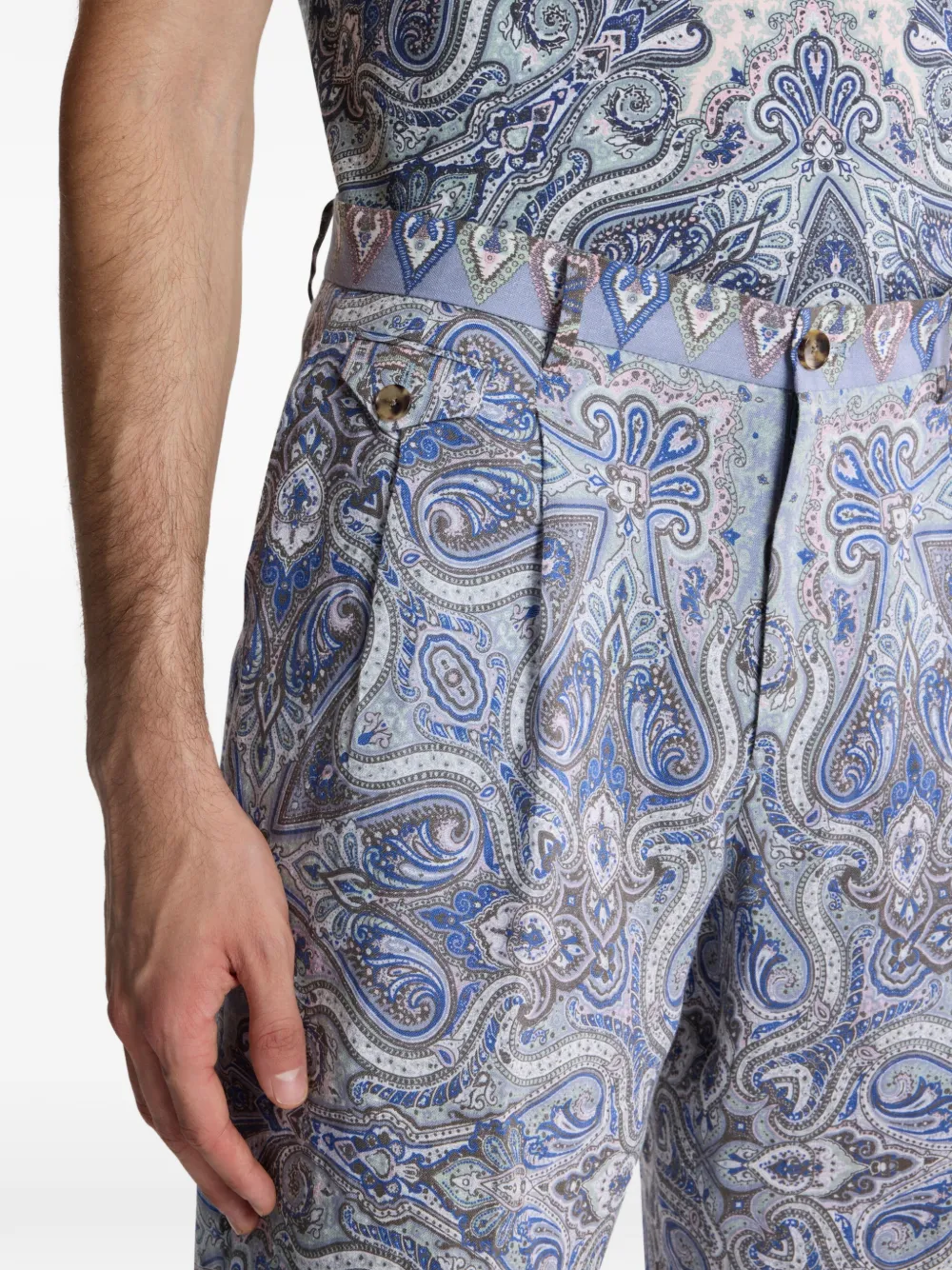 ETRO Linnen shorts met paisley-print pochet Blauw