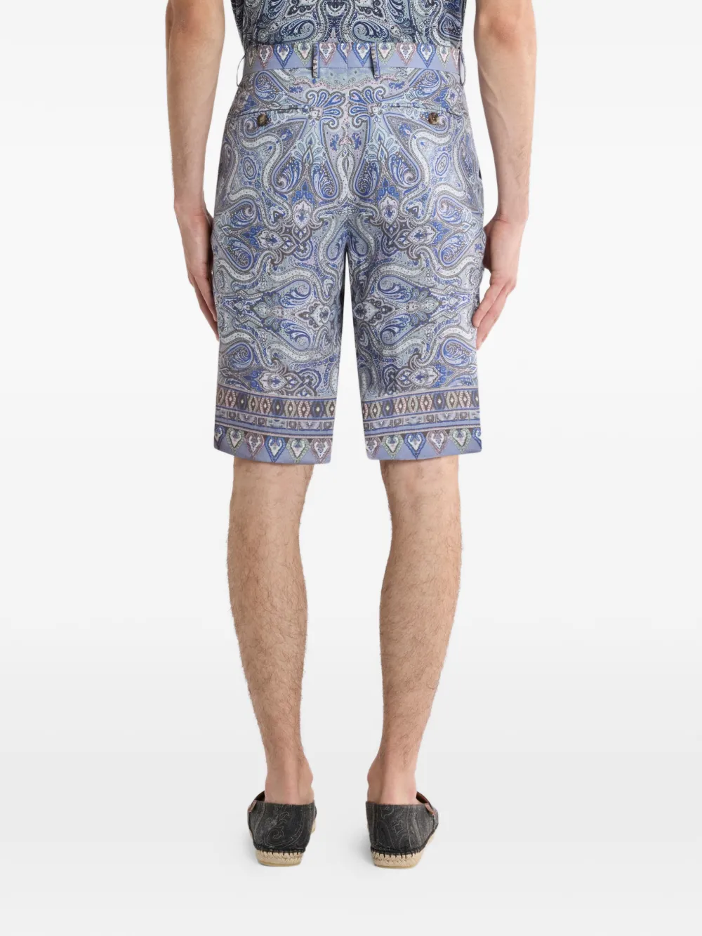 ETRO Linnen shorts met paisley-print pochet Blauw