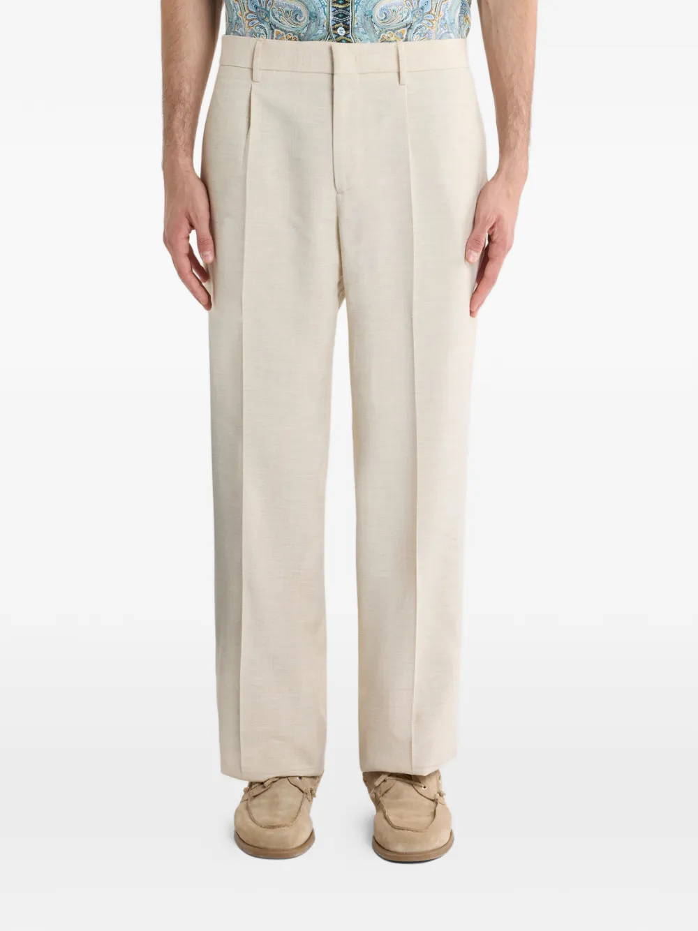  Etro Pleated Wide-leg Trousers - Neutrals 