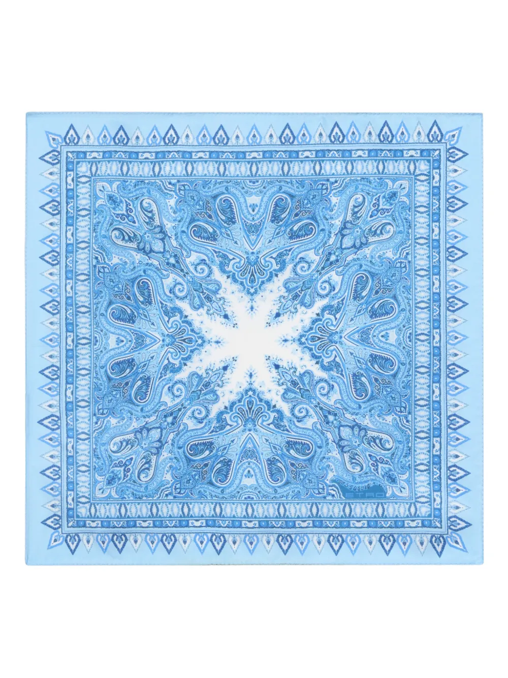 Etro Floral Paisley-motif Silk Pocket Square In Blue