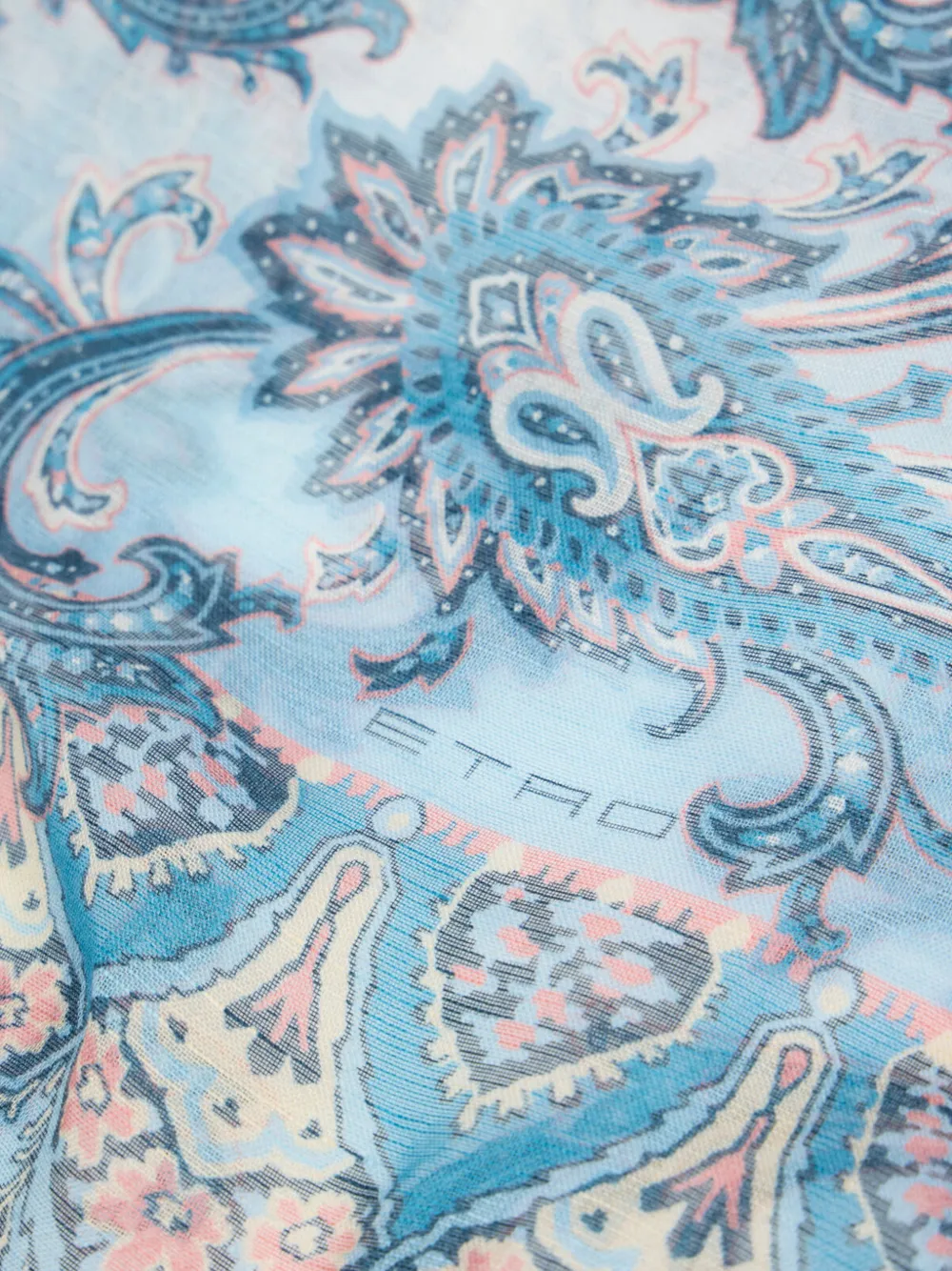 ETRO floral paisley linen-blend scarf - Blauw