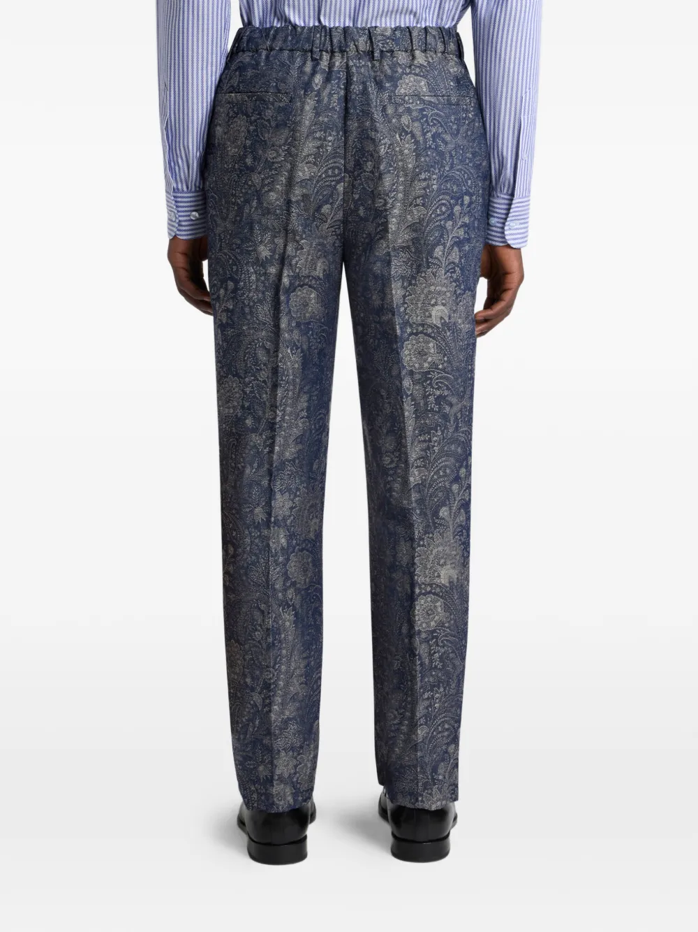 ETRO Broek met bloemen-jacquard en paisley-patroon Blauw