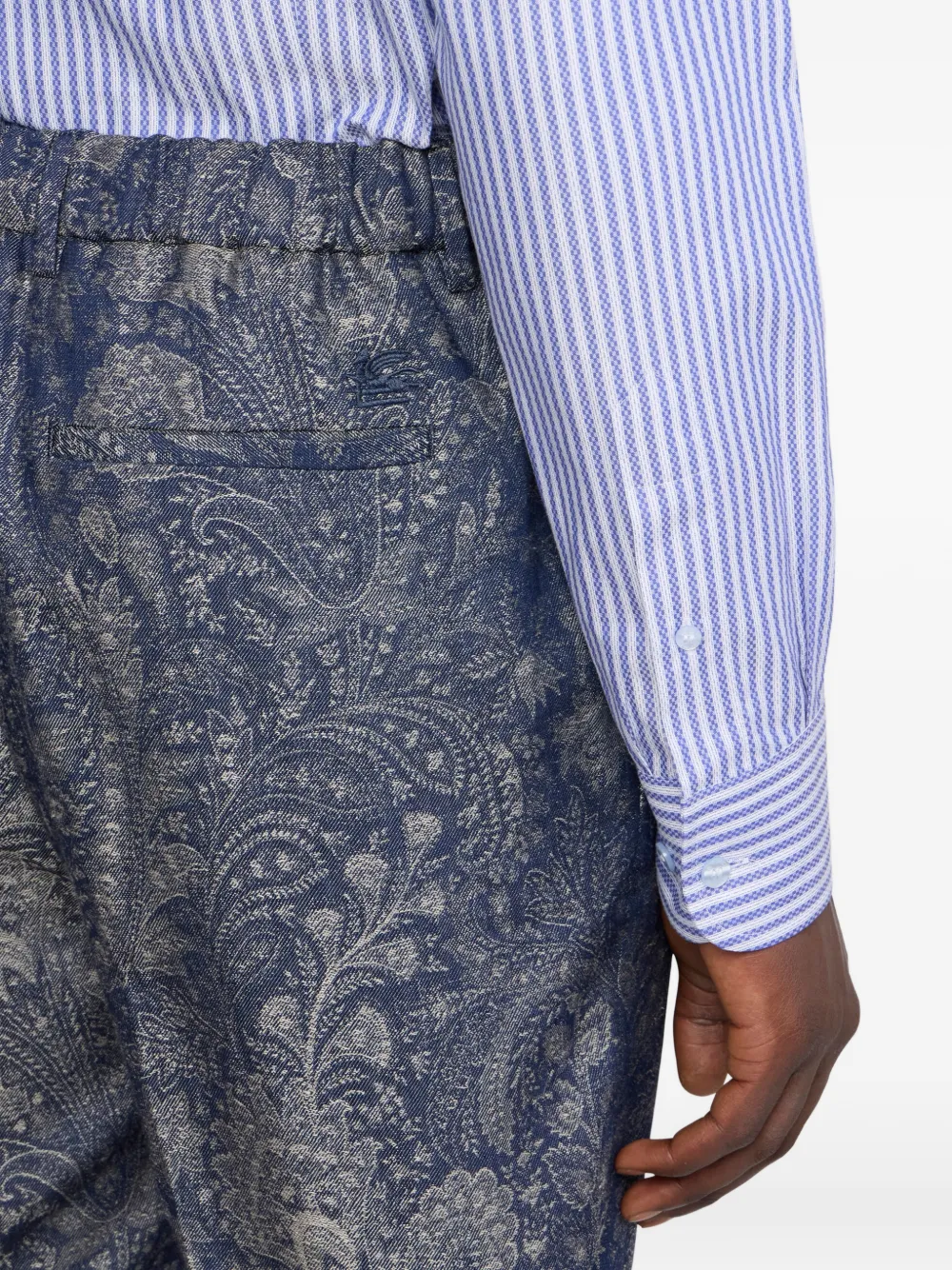 ETRO Broek met bloemen-jacquard en paisley-patroon Blauw