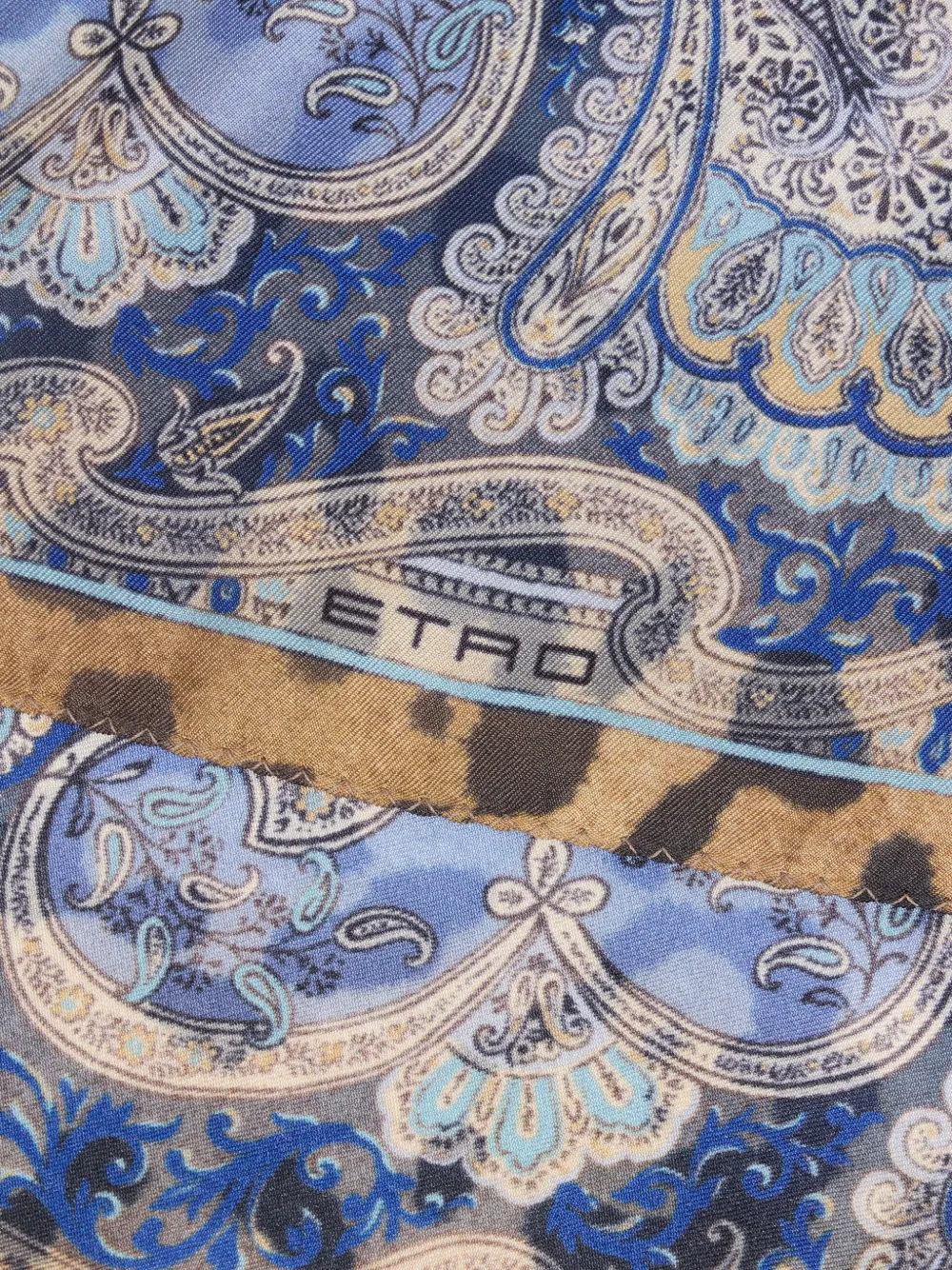 ETRO animal paisley-motif silk pocket square - Blauw