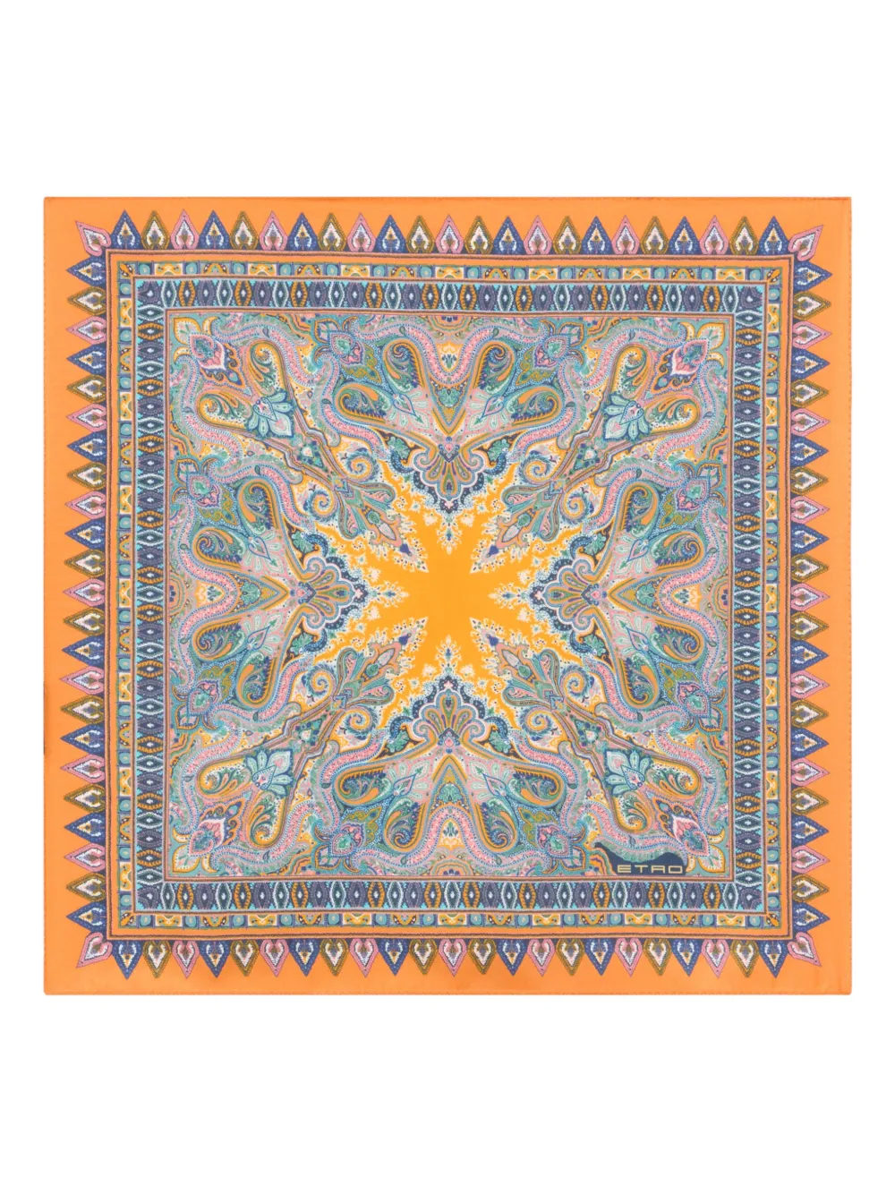 ETRO floral paisley silk pocket square - Arancione