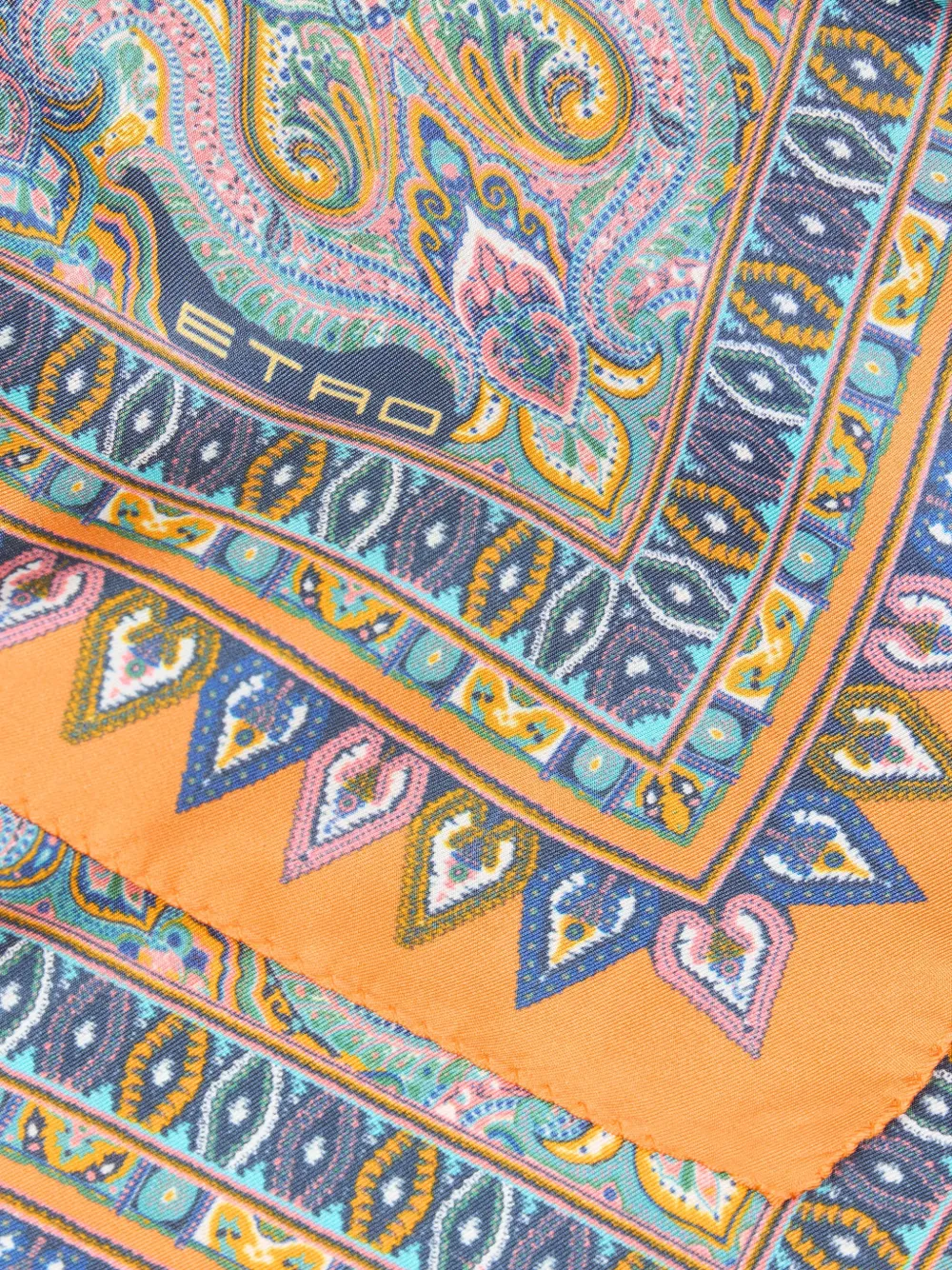 ETRO floral paisley silk pocket square - Oranje