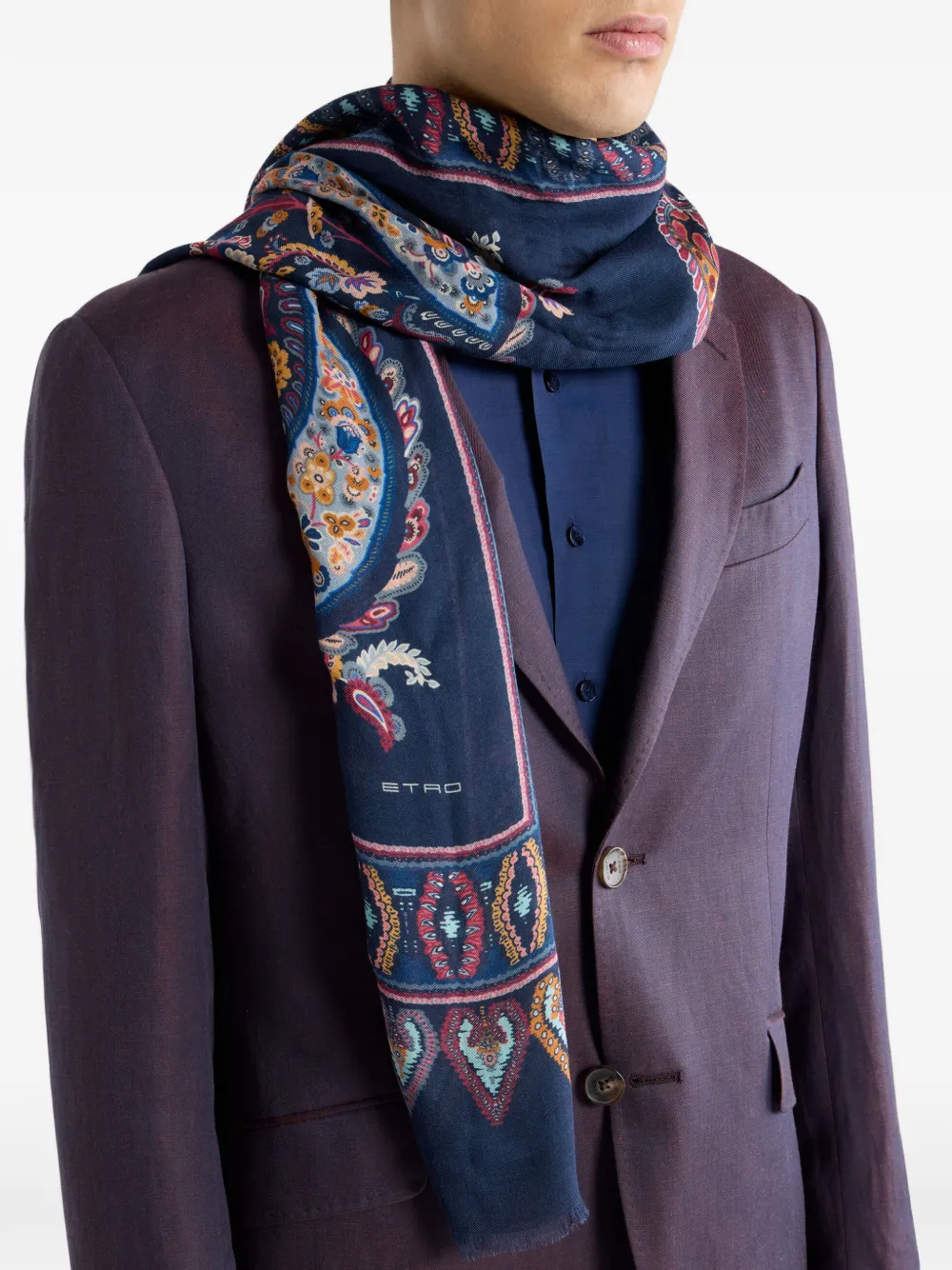ETRO floral paisley scarf Blauw