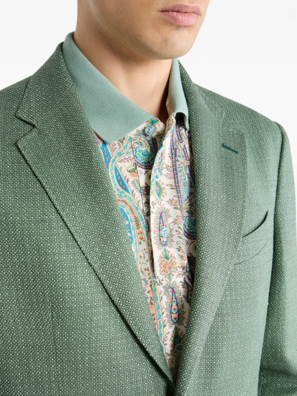ETRO Wollen blazer met enkele rij knopen Groen