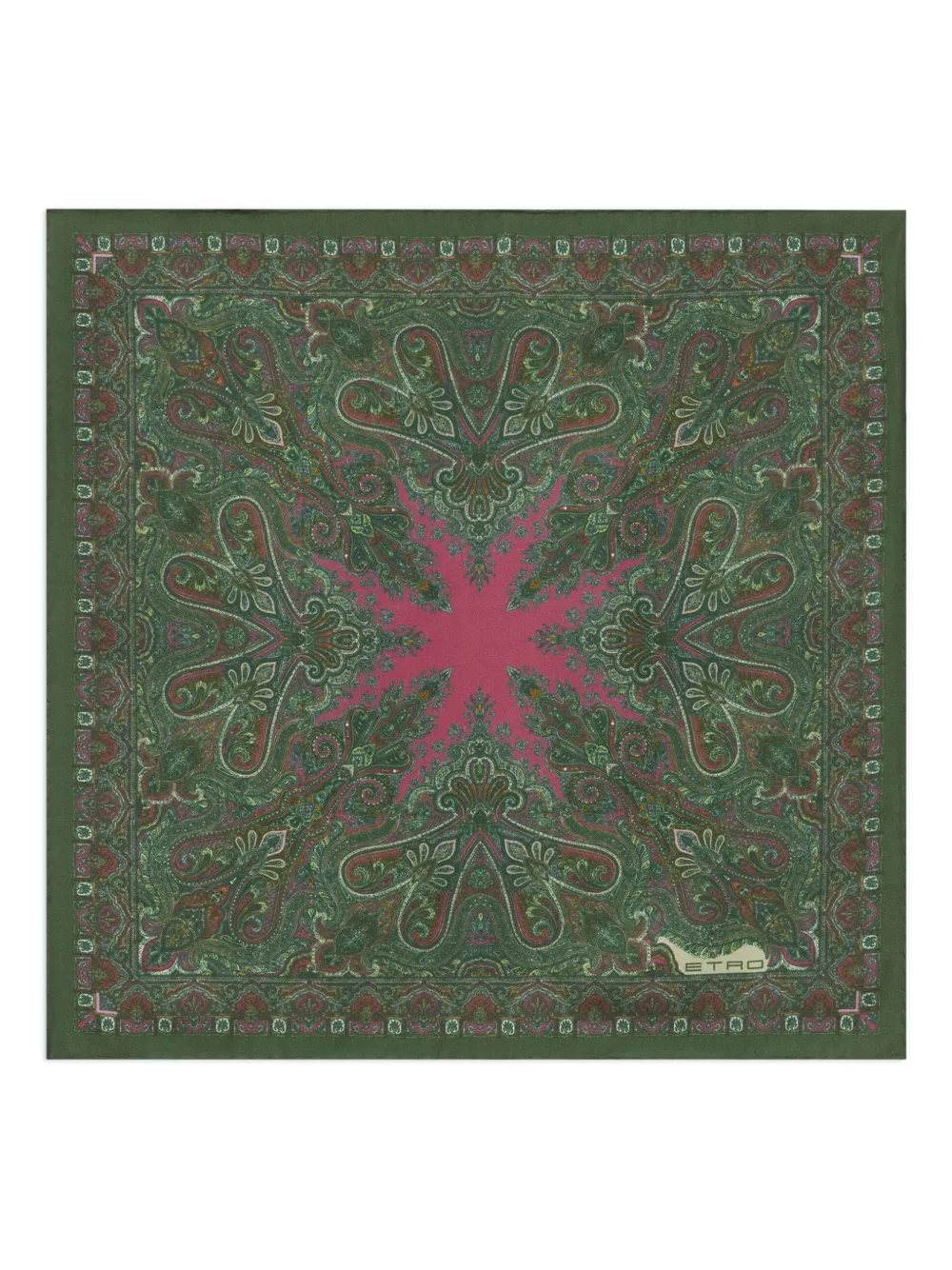 ETRO floral paisley silk pocket square - Verde