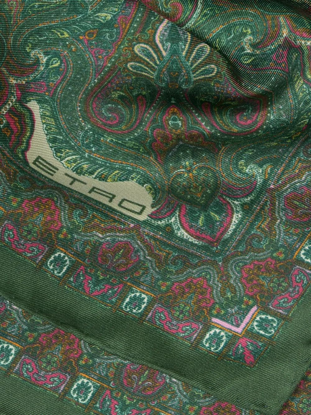 ETRO floral paisley silk pocket square - Groen