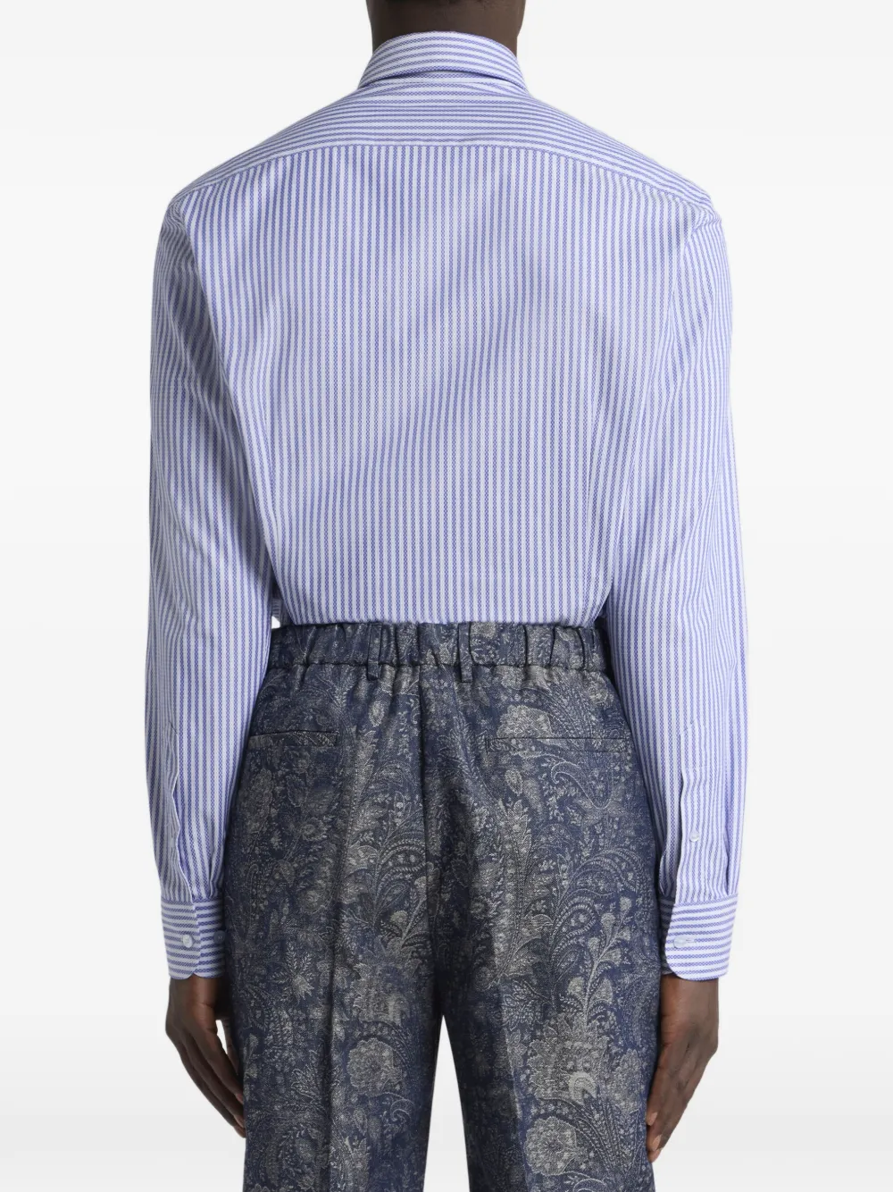ETRO Gestreept katoenen overhemd Blauw