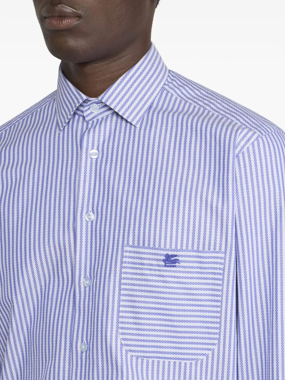 ETRO Gestreept katoenen overhemd Blauw