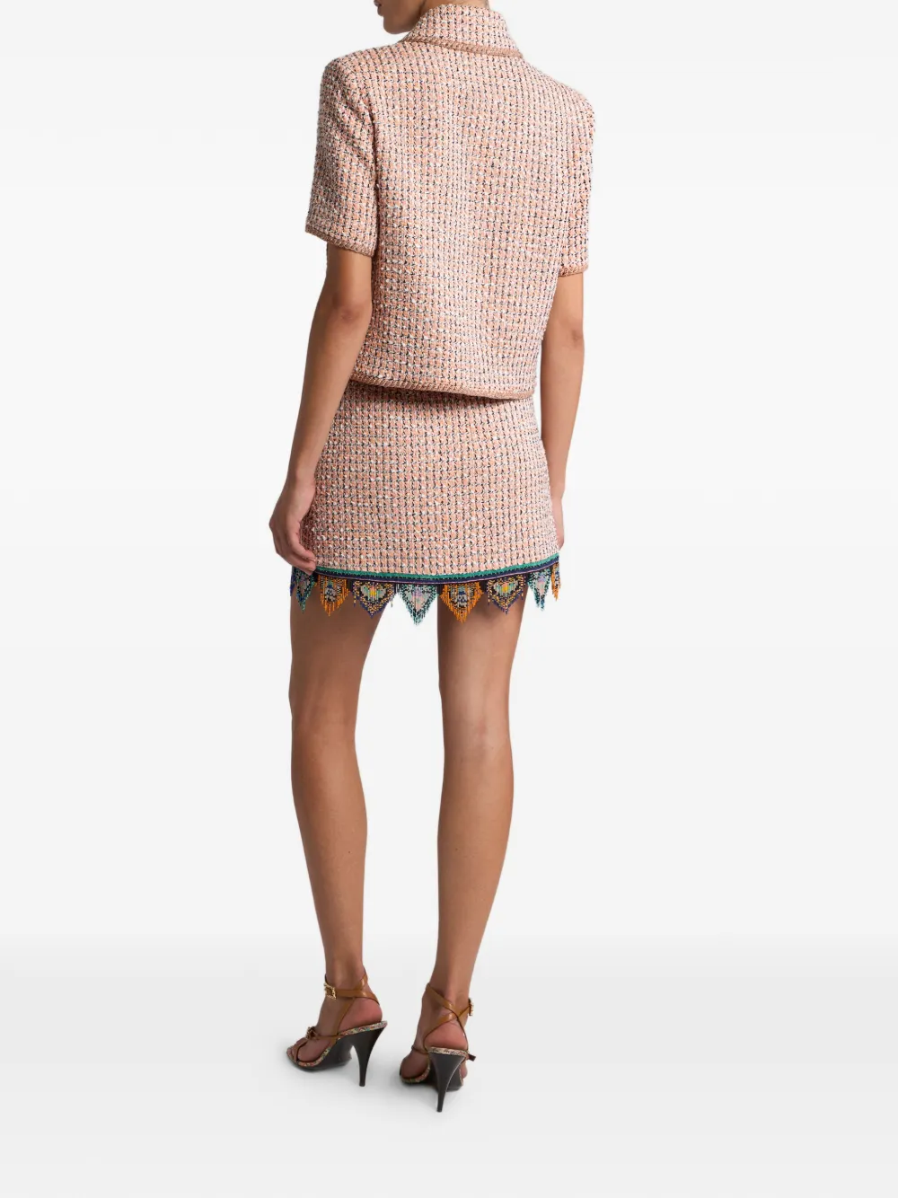 ETRO Geruit tweed jack met jacquard Roze