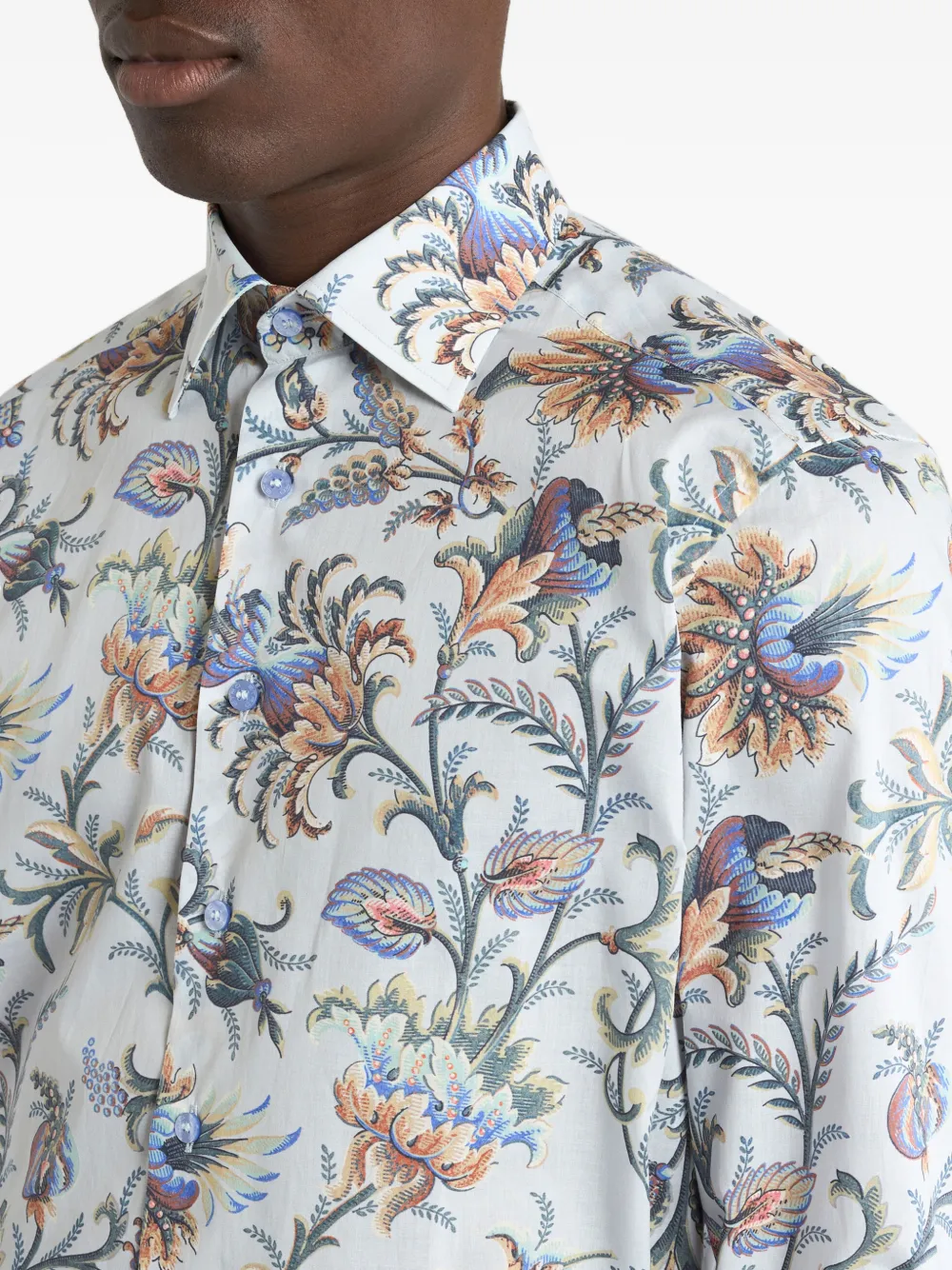 ETRO Katoenen overhemd met bloemenprint Wit