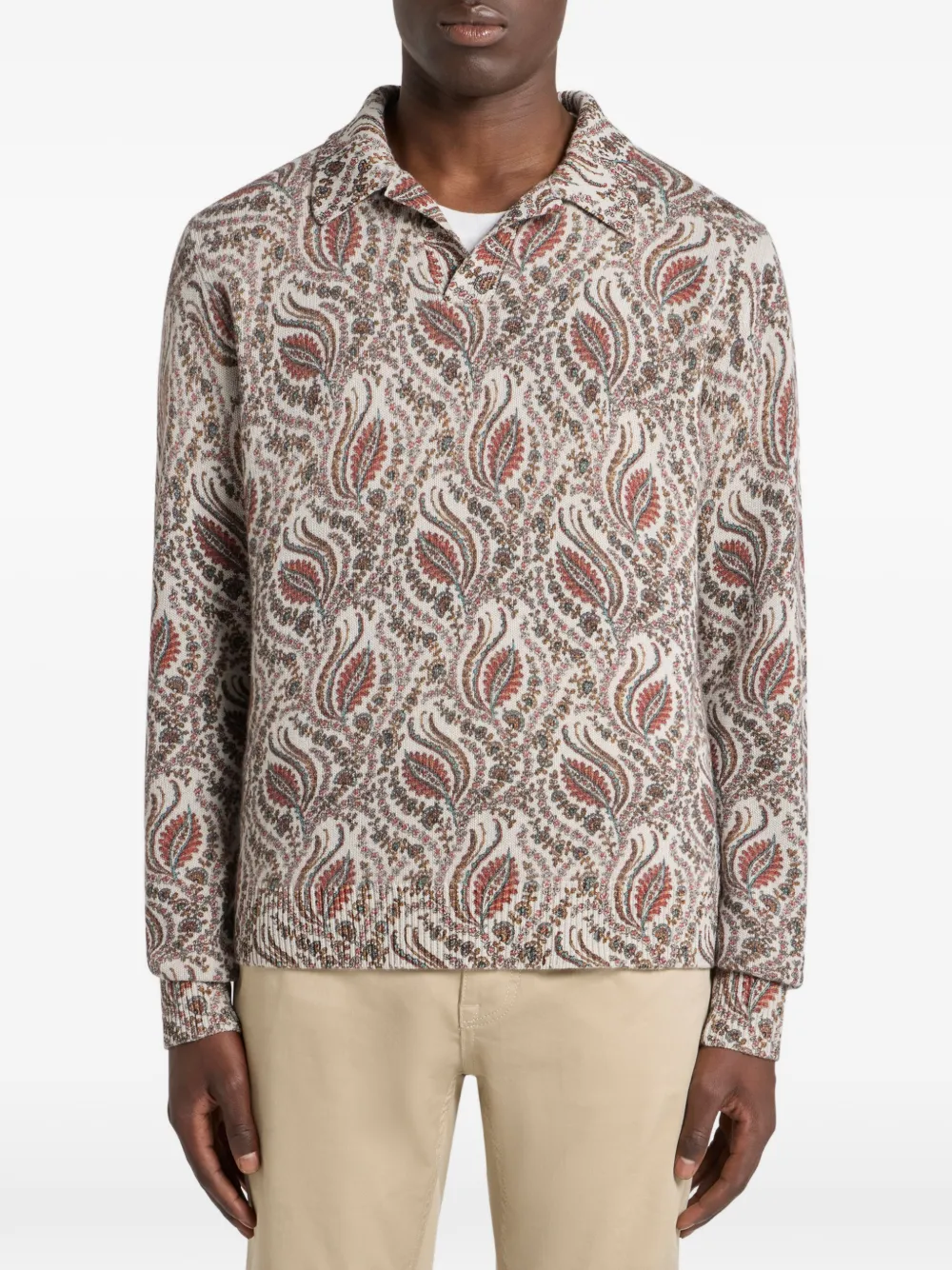 ETRO jacquard foliage motif sweater - Beige