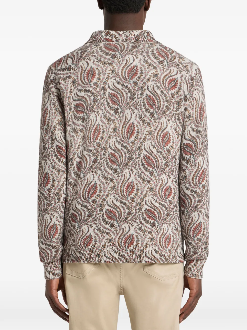 ETRO jacquard foliage motif sweater Beige