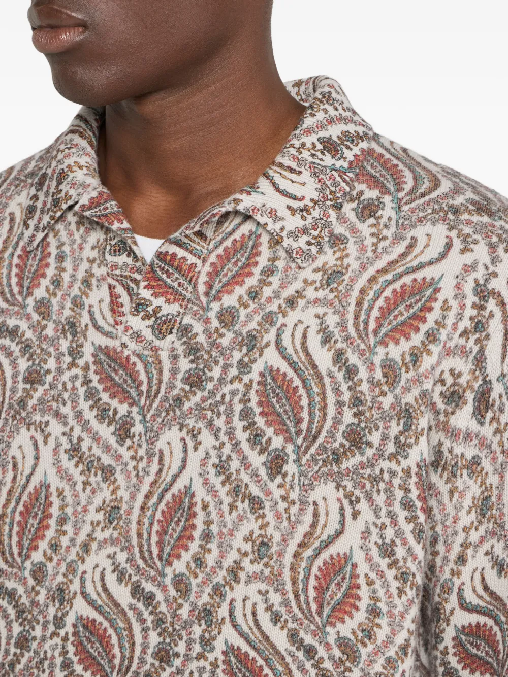 ETRO jacquard foliage motif sweater Beige
