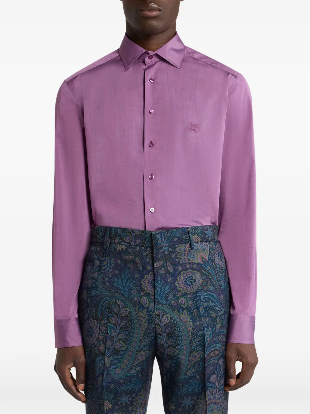 ETRO Pegaso-embroidery shirt - Paars