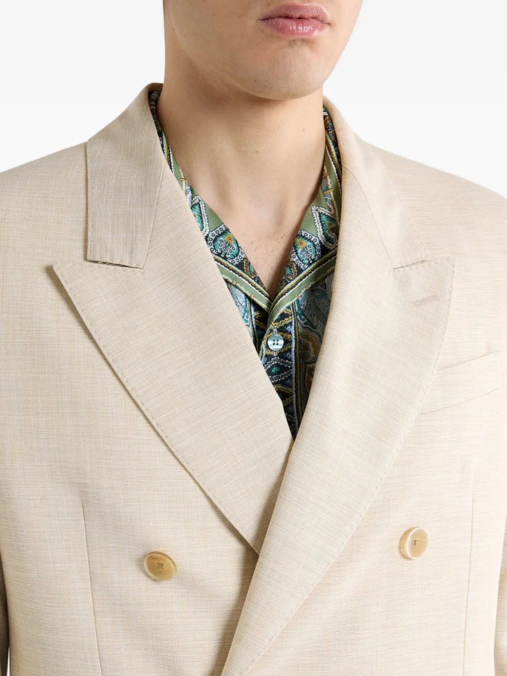 ETRO Blazer met dubbele rij knopen en puntige revers Beige