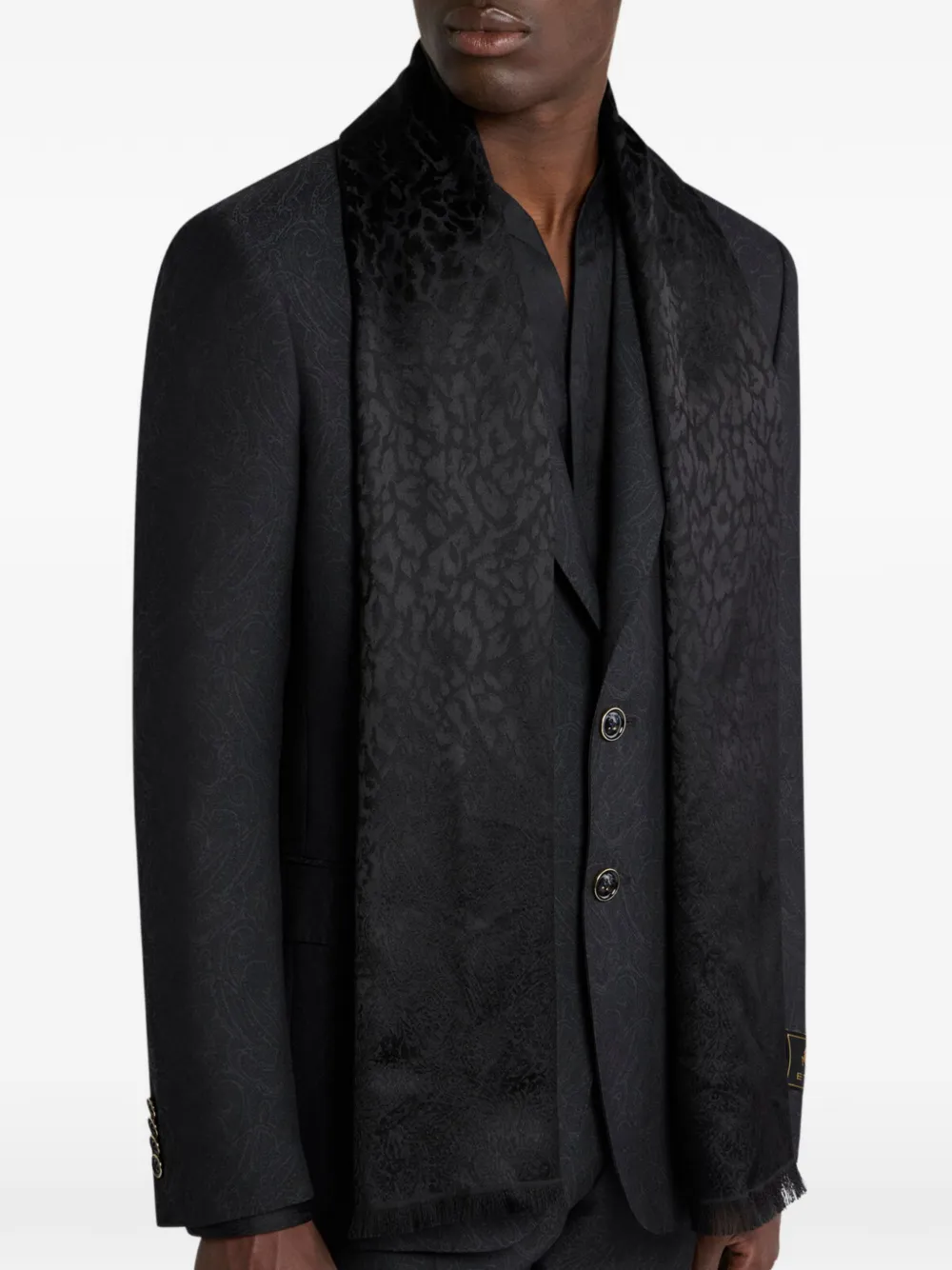 ETRO paisley animal motif scarf Zwart