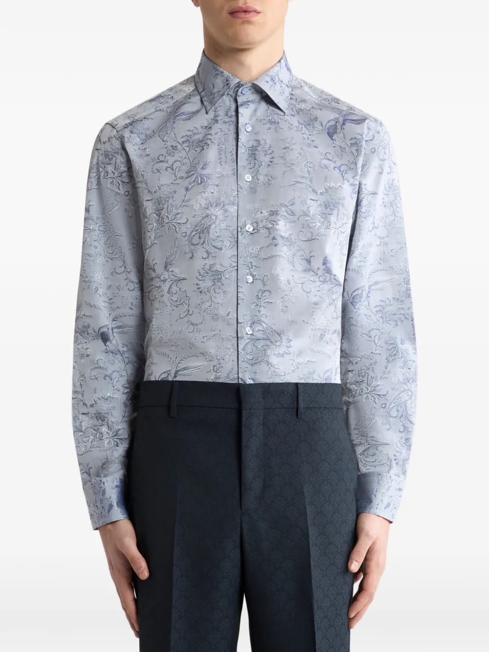 ETRO Overhemd met bloemen- en paisley-print Blauw