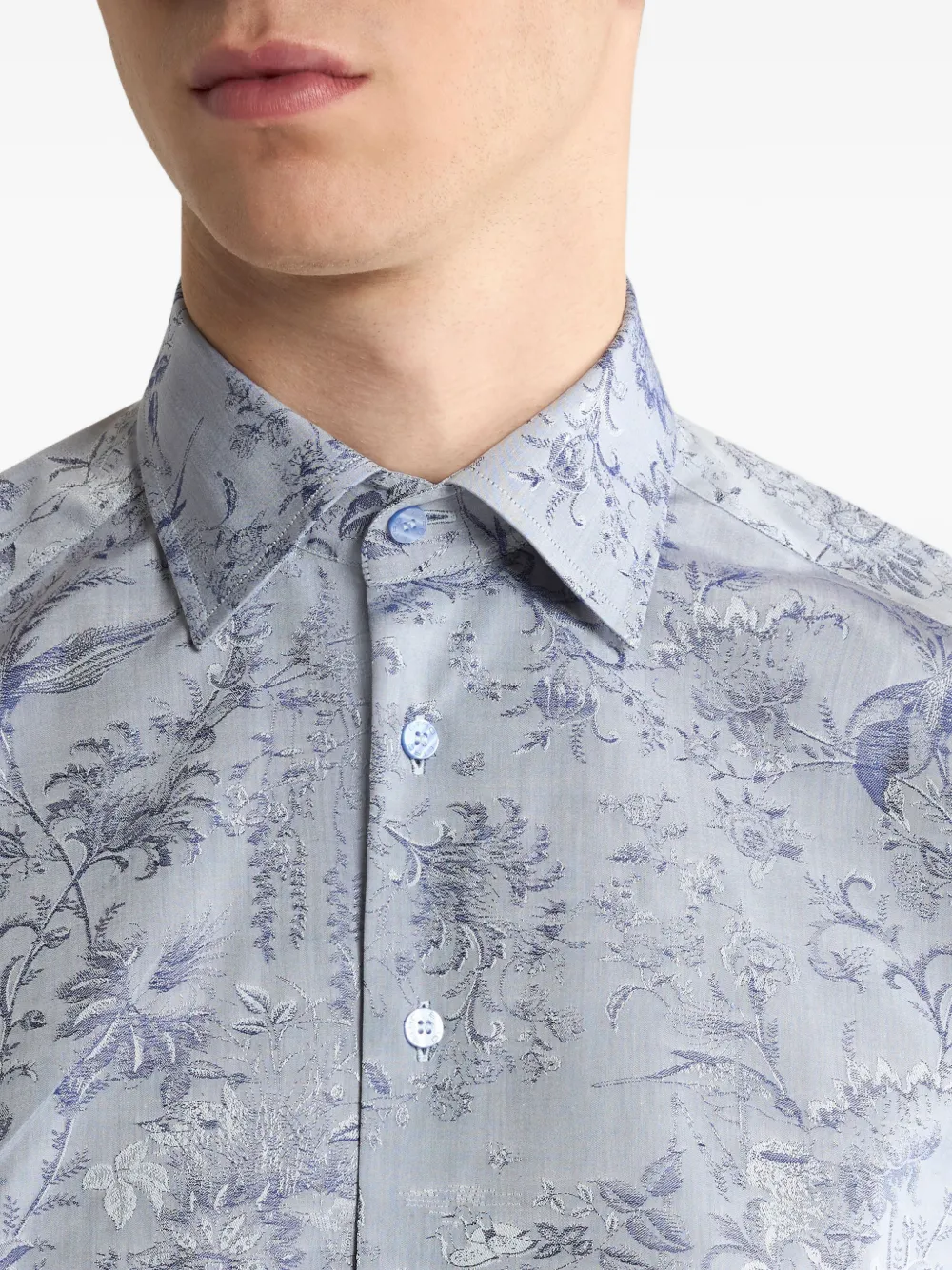 ETRO Overhemd met bloemen- en paisley-print Blauw