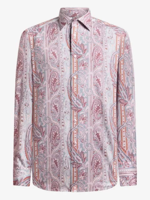 ETRO camisa satinada con estampado de cachemira