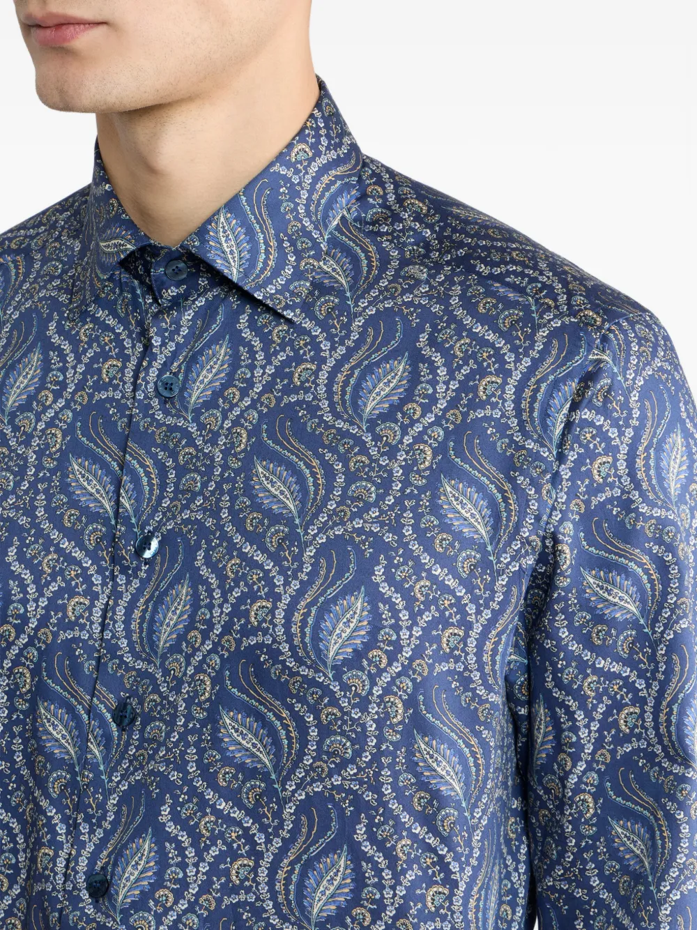 ETRO Satijnen overhemd met paisley-print Blauw