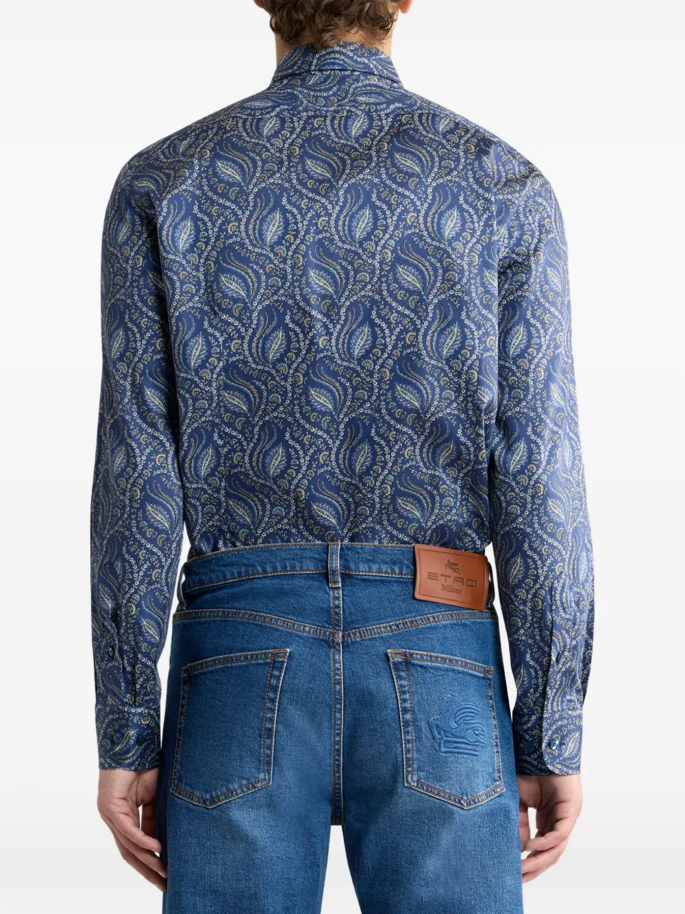 ETRO Satijnen overhemd met paisley-print Blauw