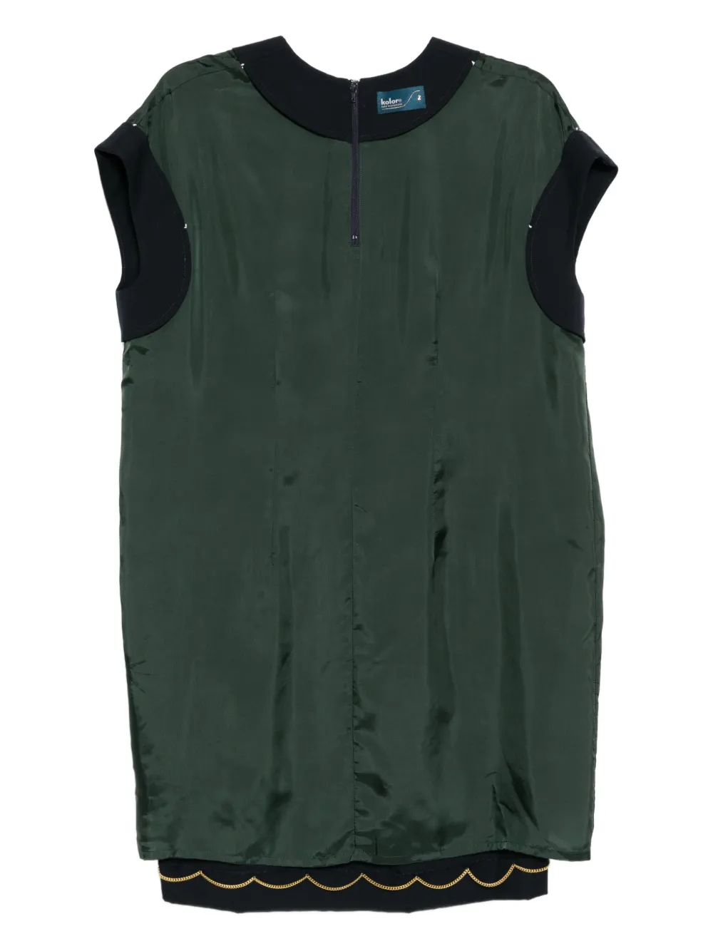 Kolor Jurk met contrasterende kraag - Groen