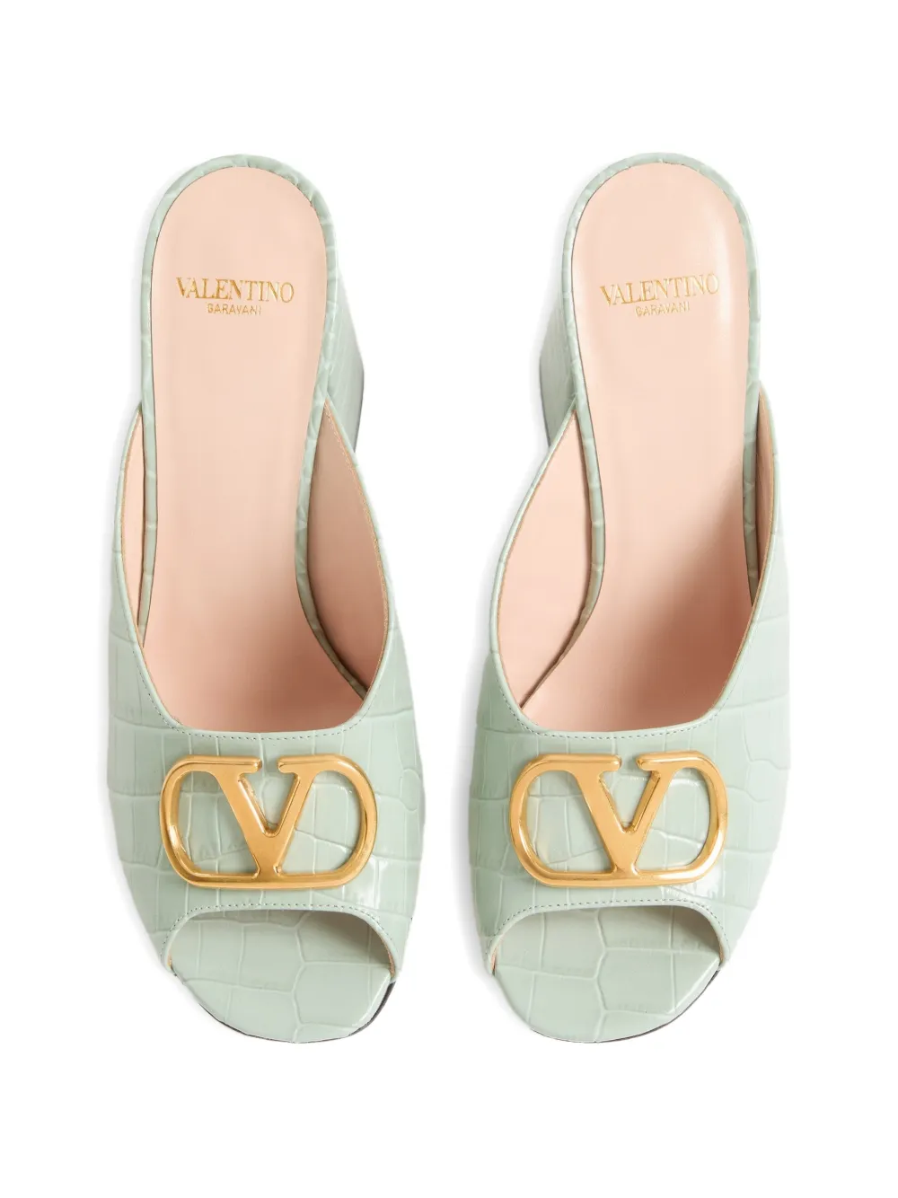 Valentino Garavani VLogo Signature kalfsleren sandalen met print Groen