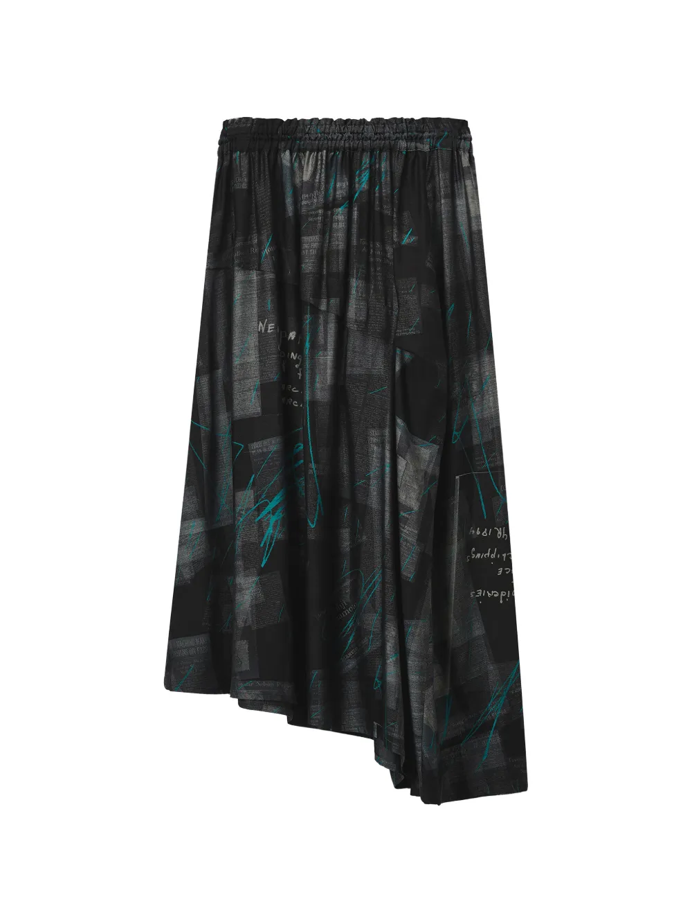 Y's newspaper-print skirt - Nero