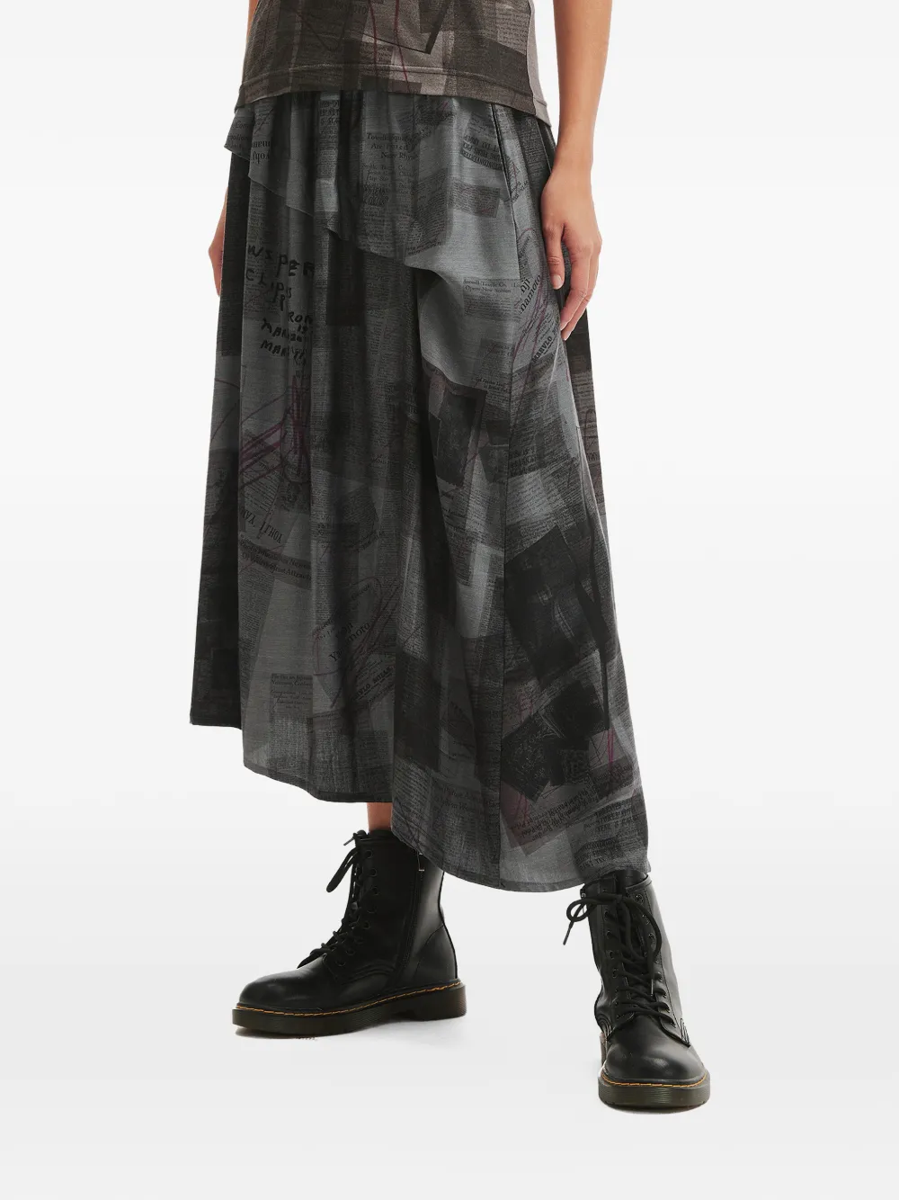 Y's newspaper-print skirt - Grigio