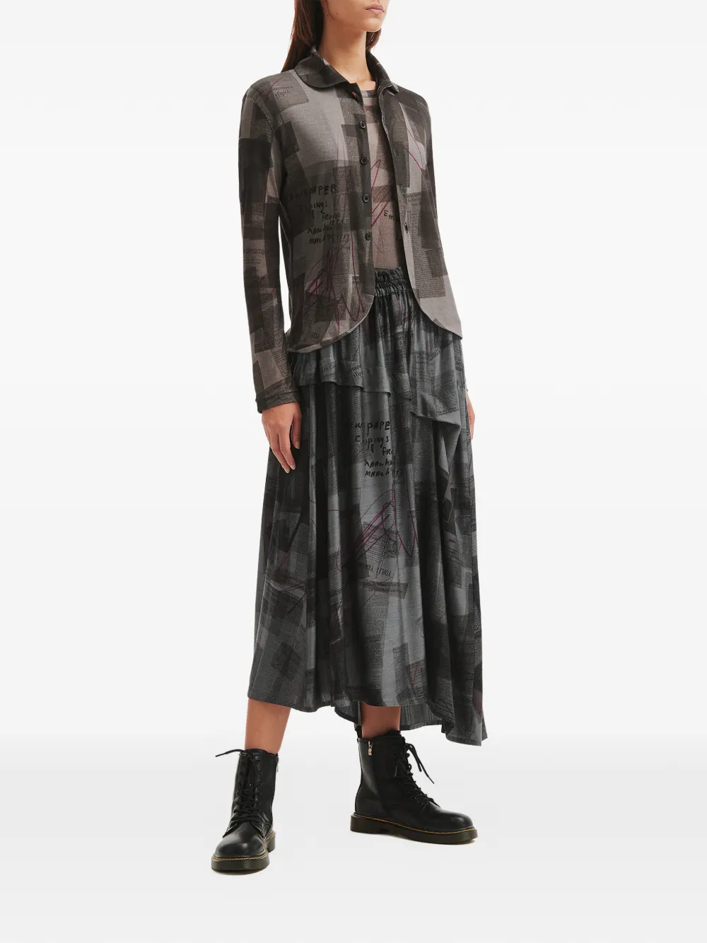 Y's newspaper-print skirt - Grijs