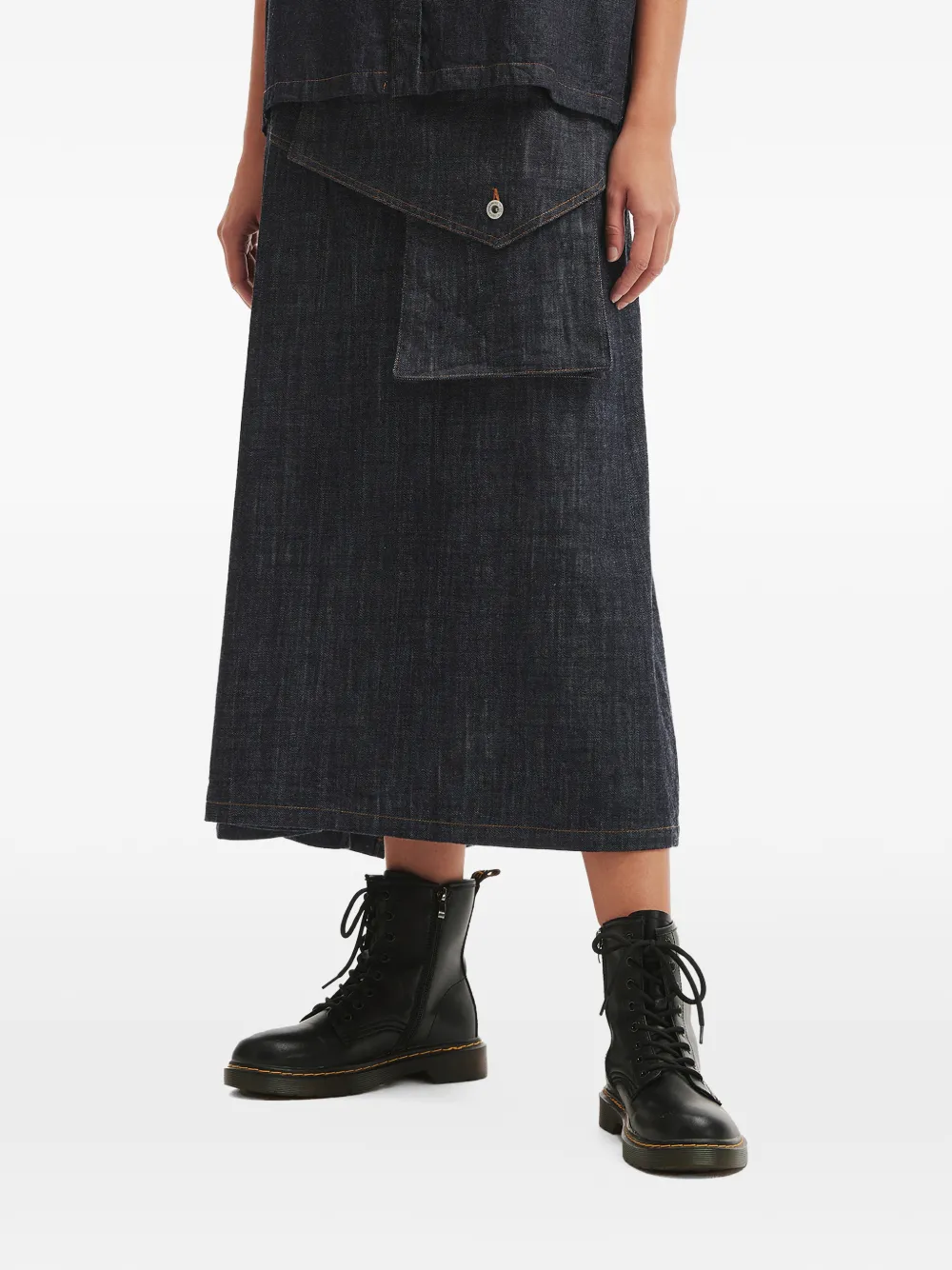  Y's Pocket Denim Skirt - Blue 