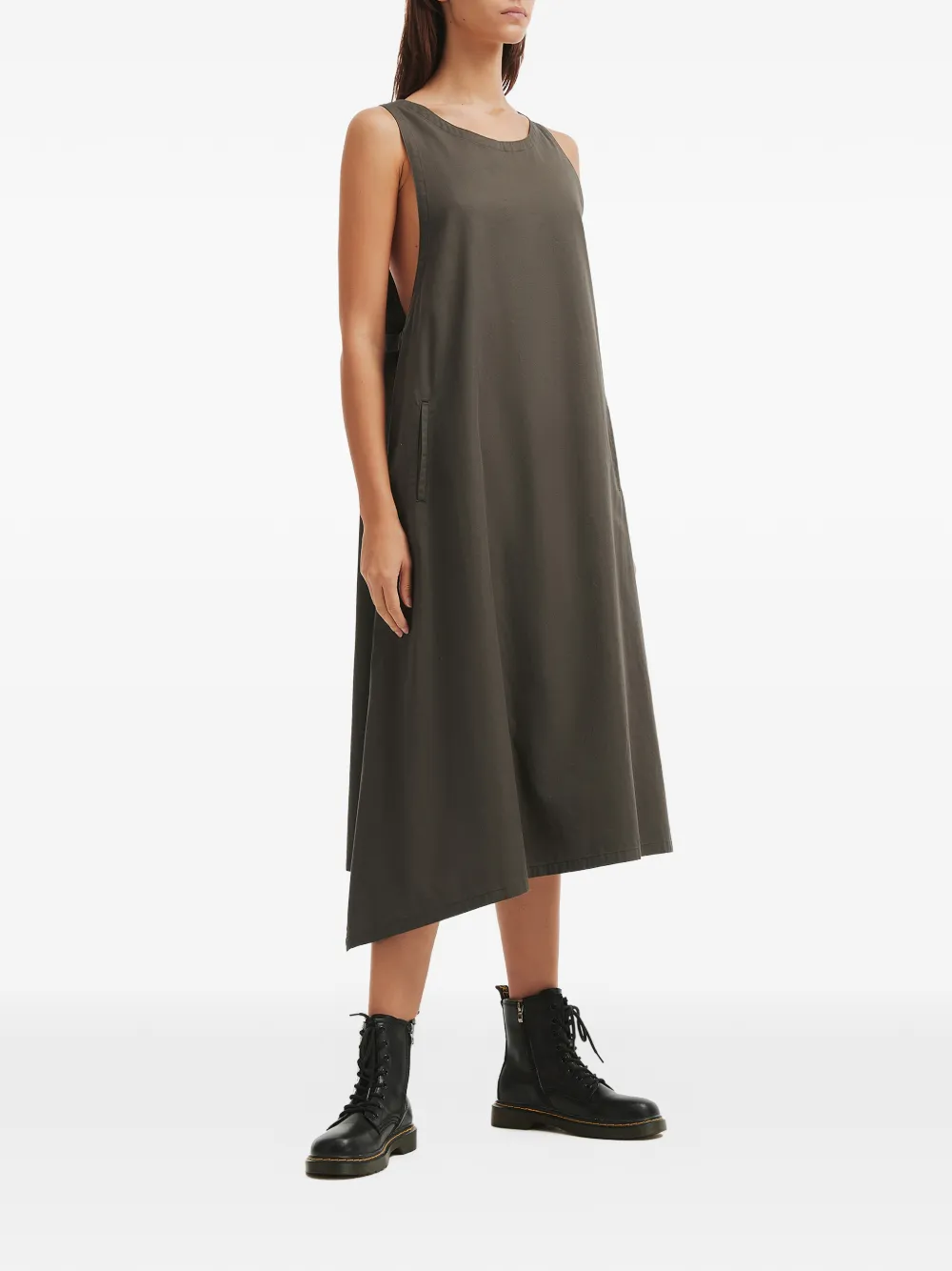 Y's asymmetric cotton dress - Grijs