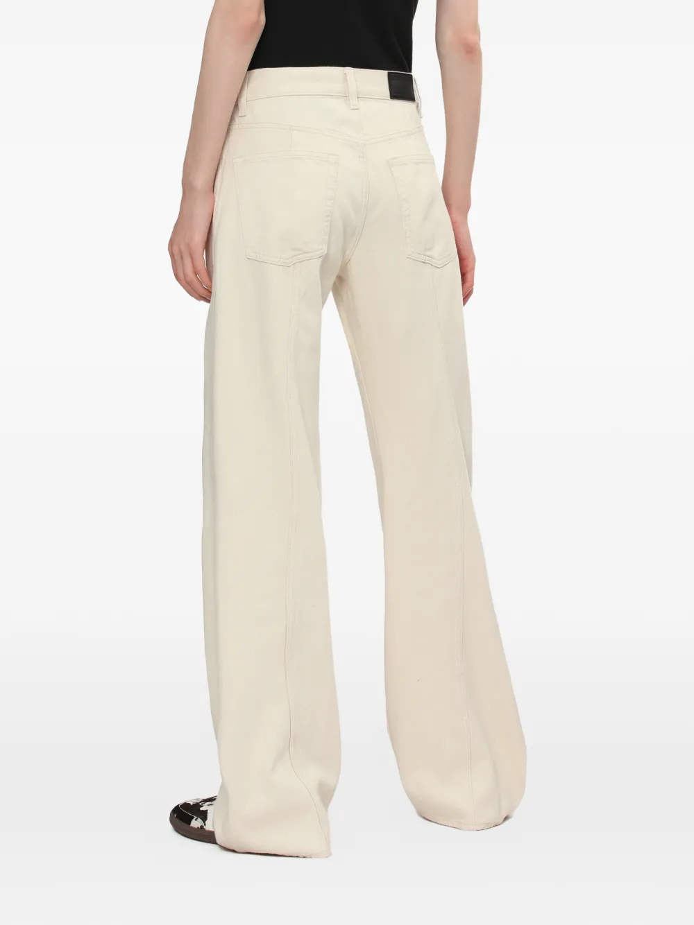 Helmut Lang Jeans met wijde pijpen Beige