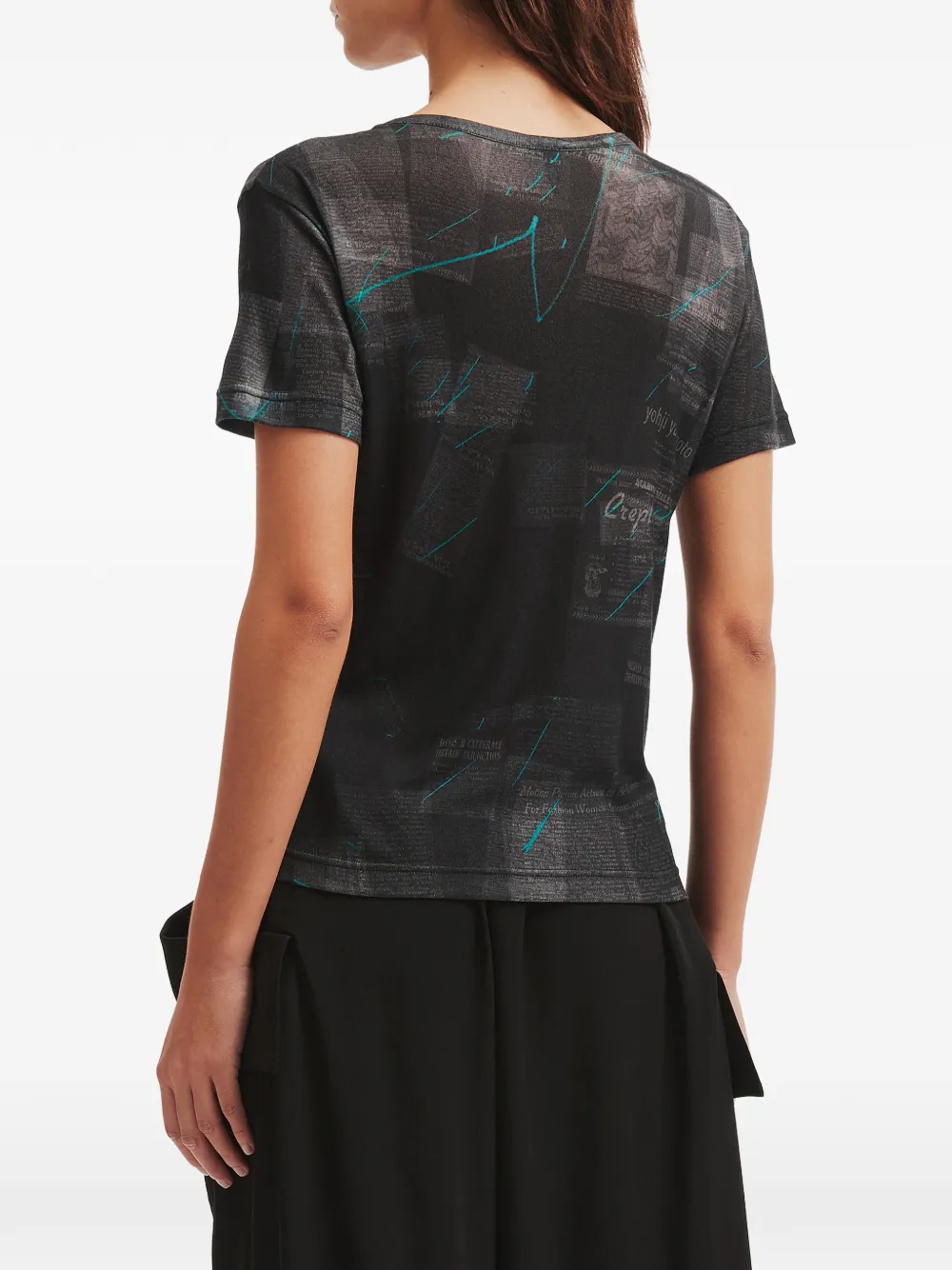 Y's T-shirt met print en ronde hals Zwart