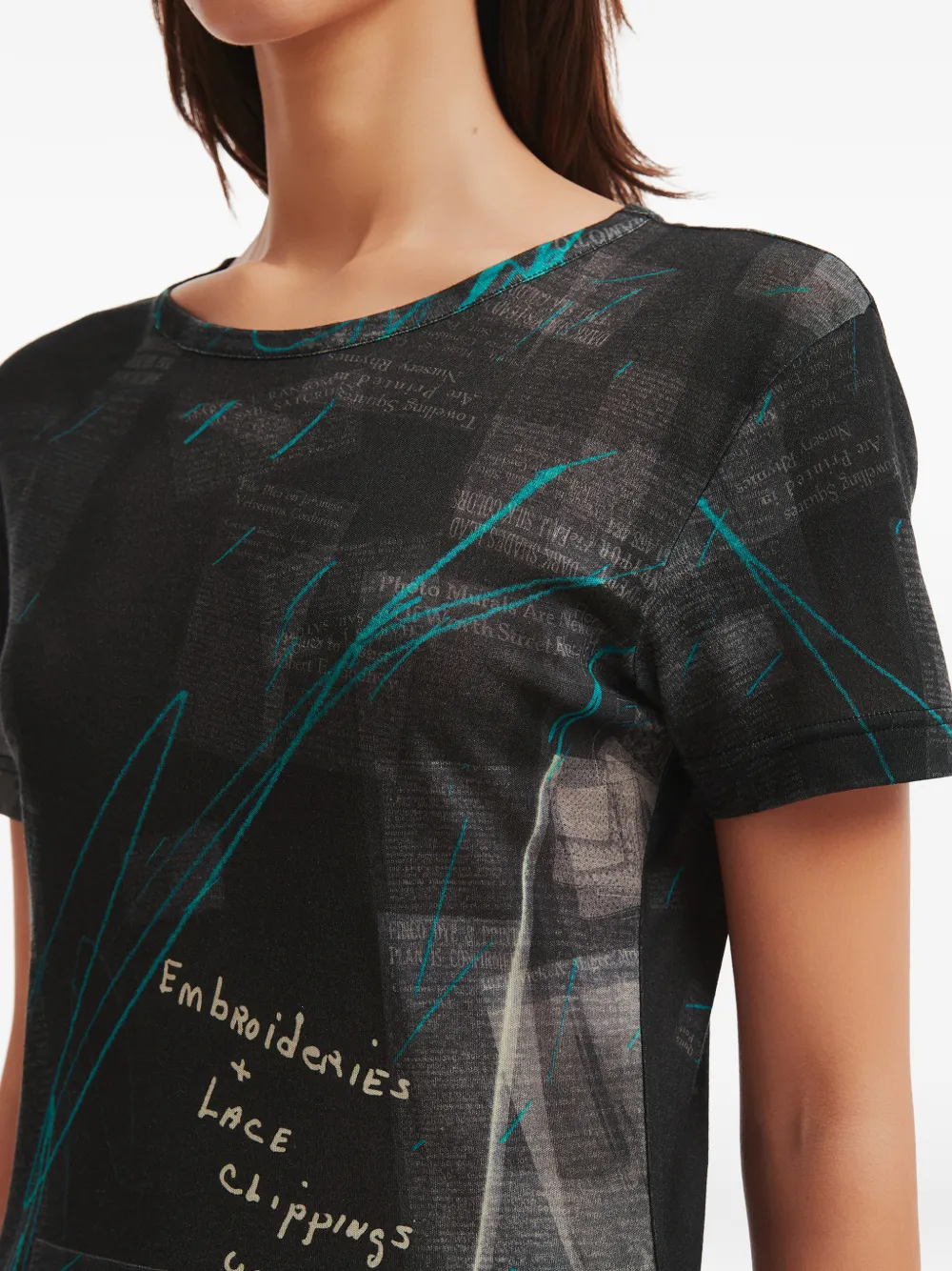Y's T-shirt met print en ronde hals Zwart