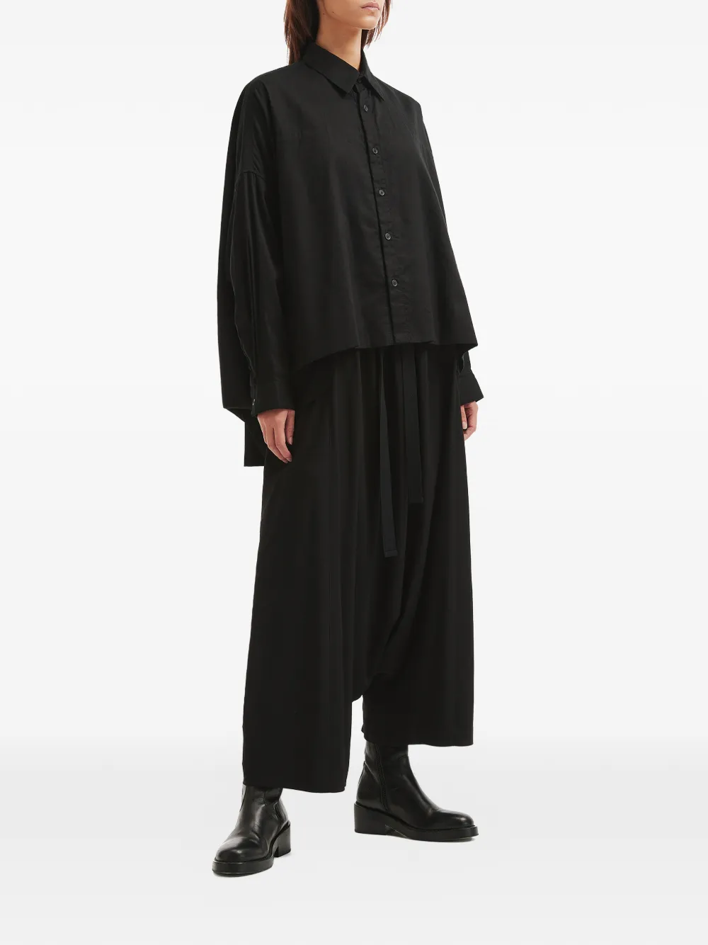 Y's high-low shirt - Zwart