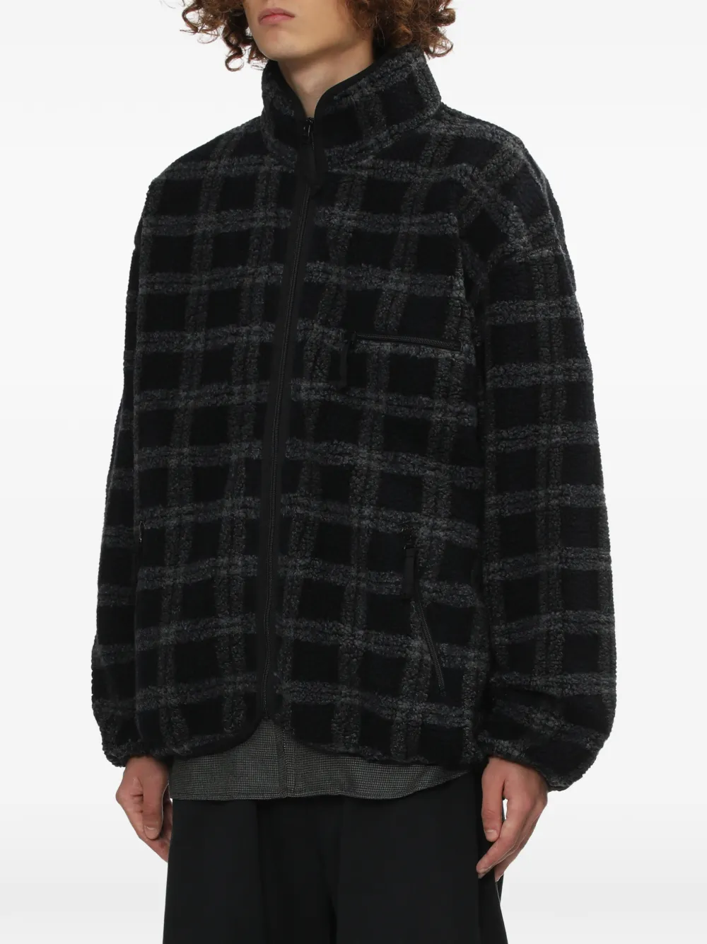 Comme Des Garçons Homme Zip-up Checked Overshirt - Black 