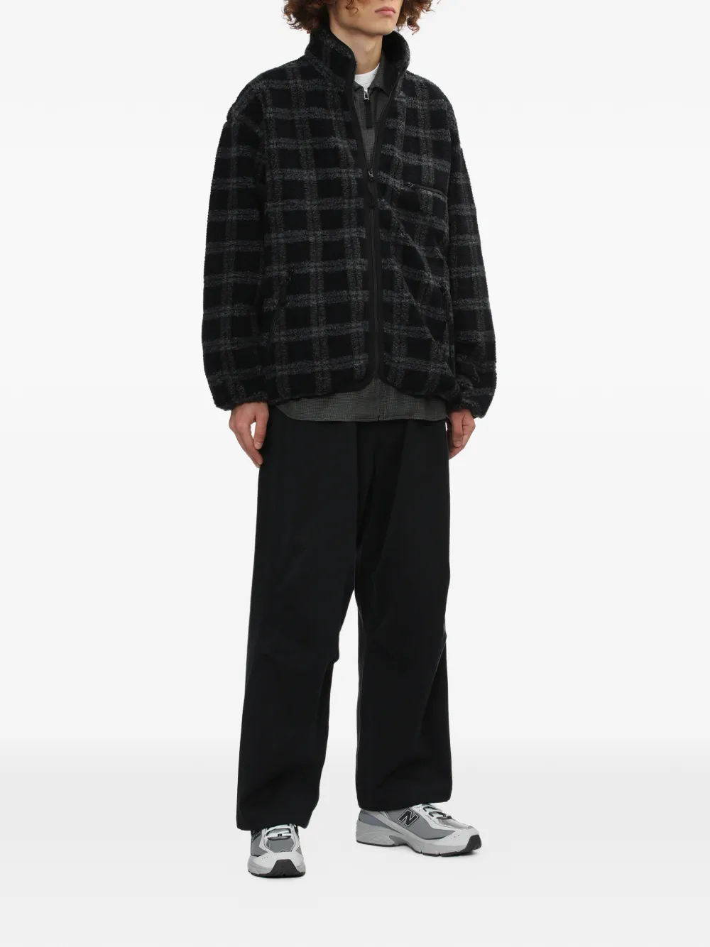  Comme Des Garçons Homme Zip-up Checked Overshirt - Black 