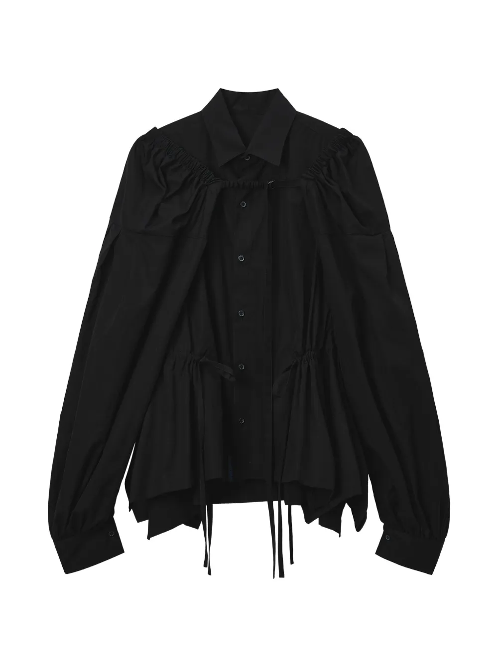 Yohji Yamamoto balloon-sleeve drawstring top - Nero
