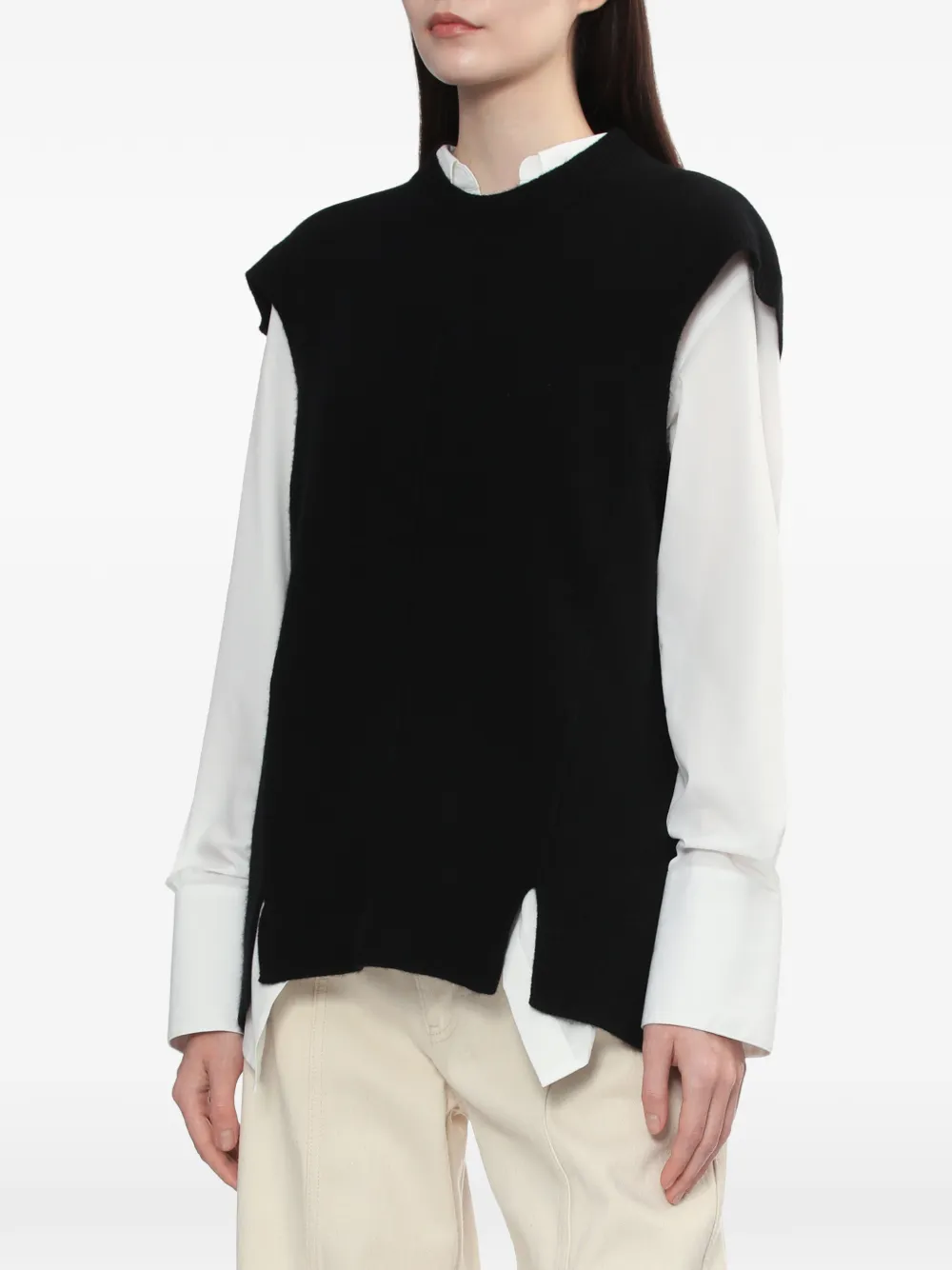  Helmut Lang Split Wool Vest - Black 