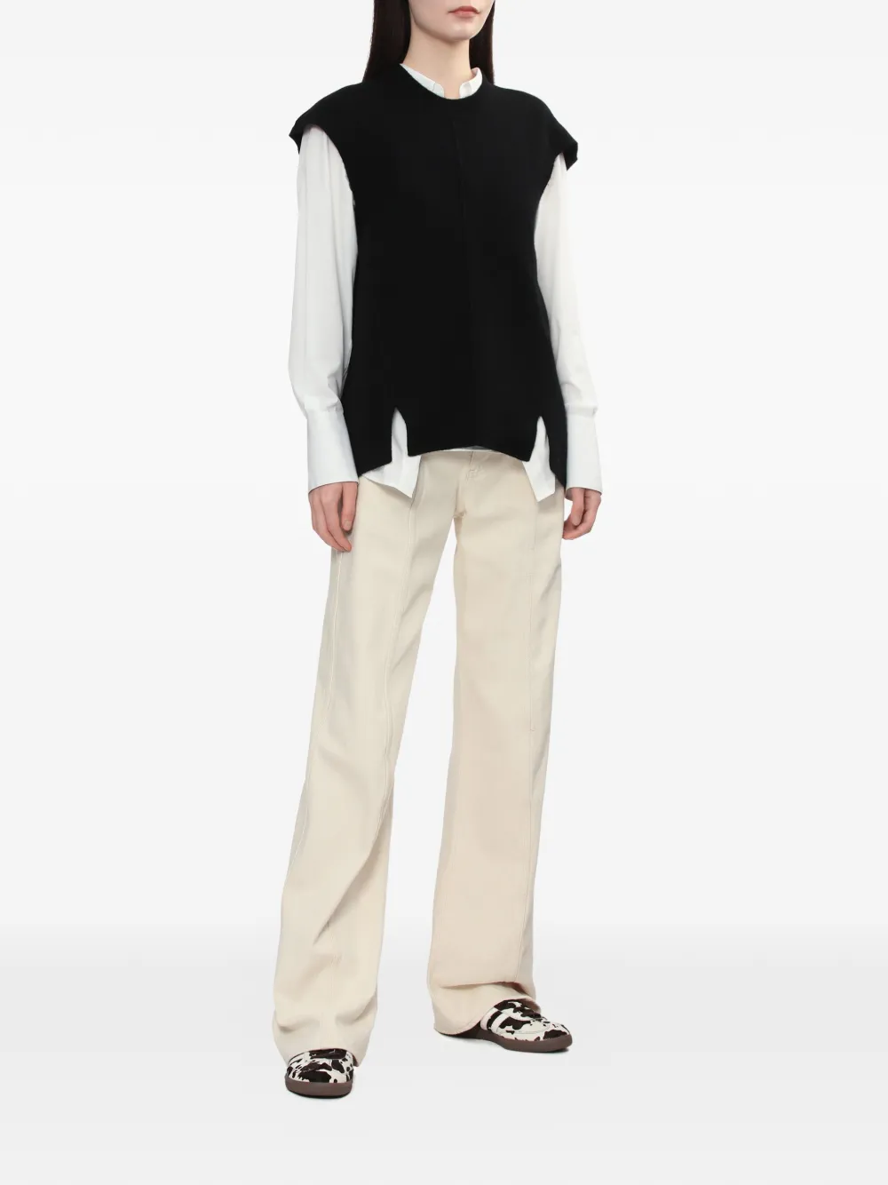  Helmut Lang Split Wool Vest - Black 